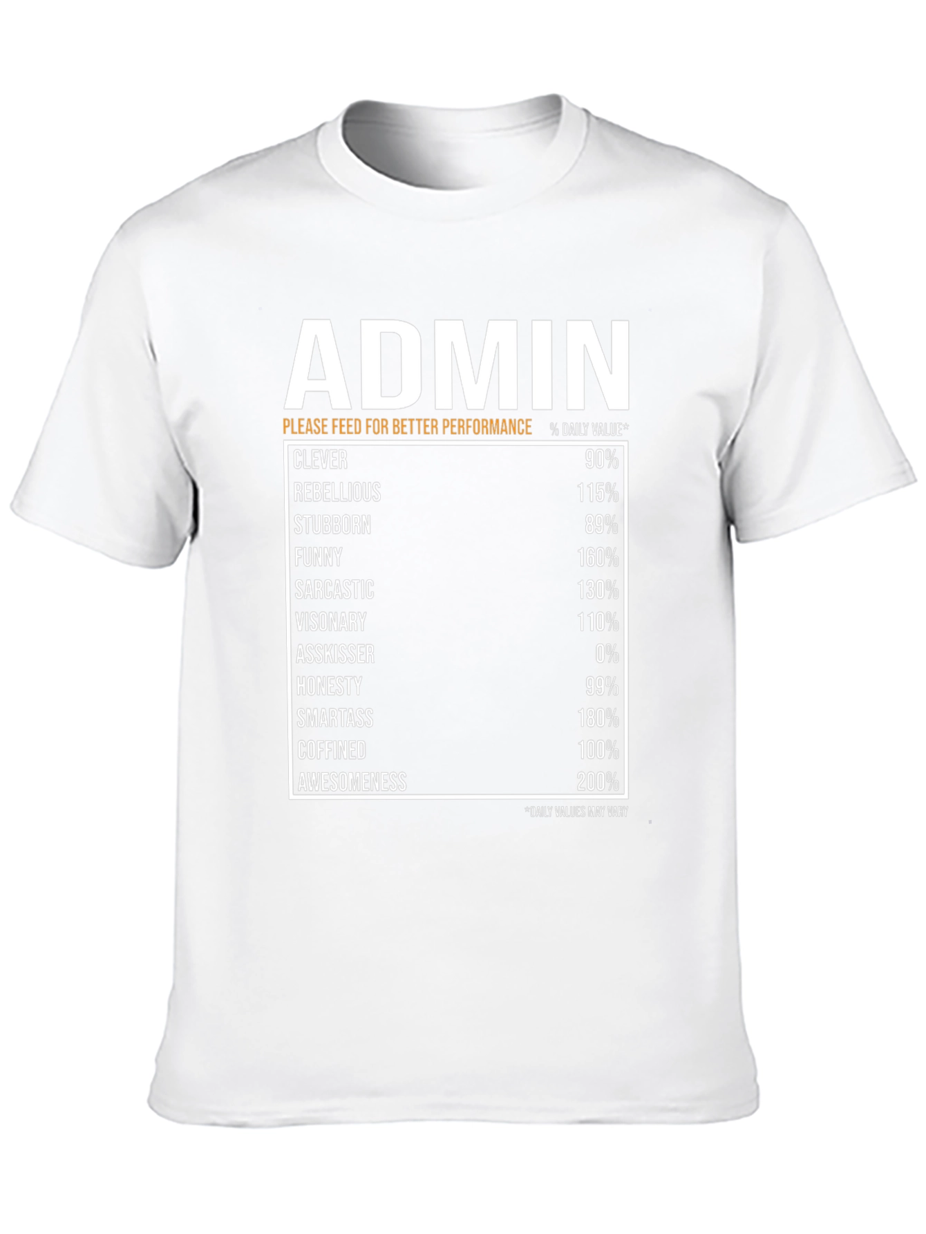 Admin Humor T-Shirt: Daily Value Breakdown