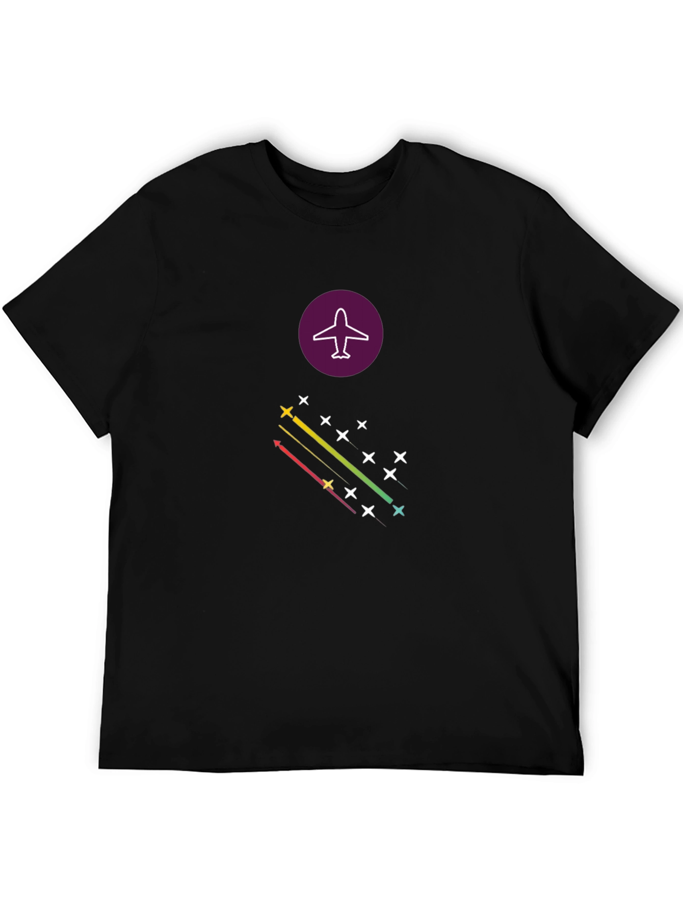 Airplane Stars Graphic Tee - Stylish Black T-Shirt