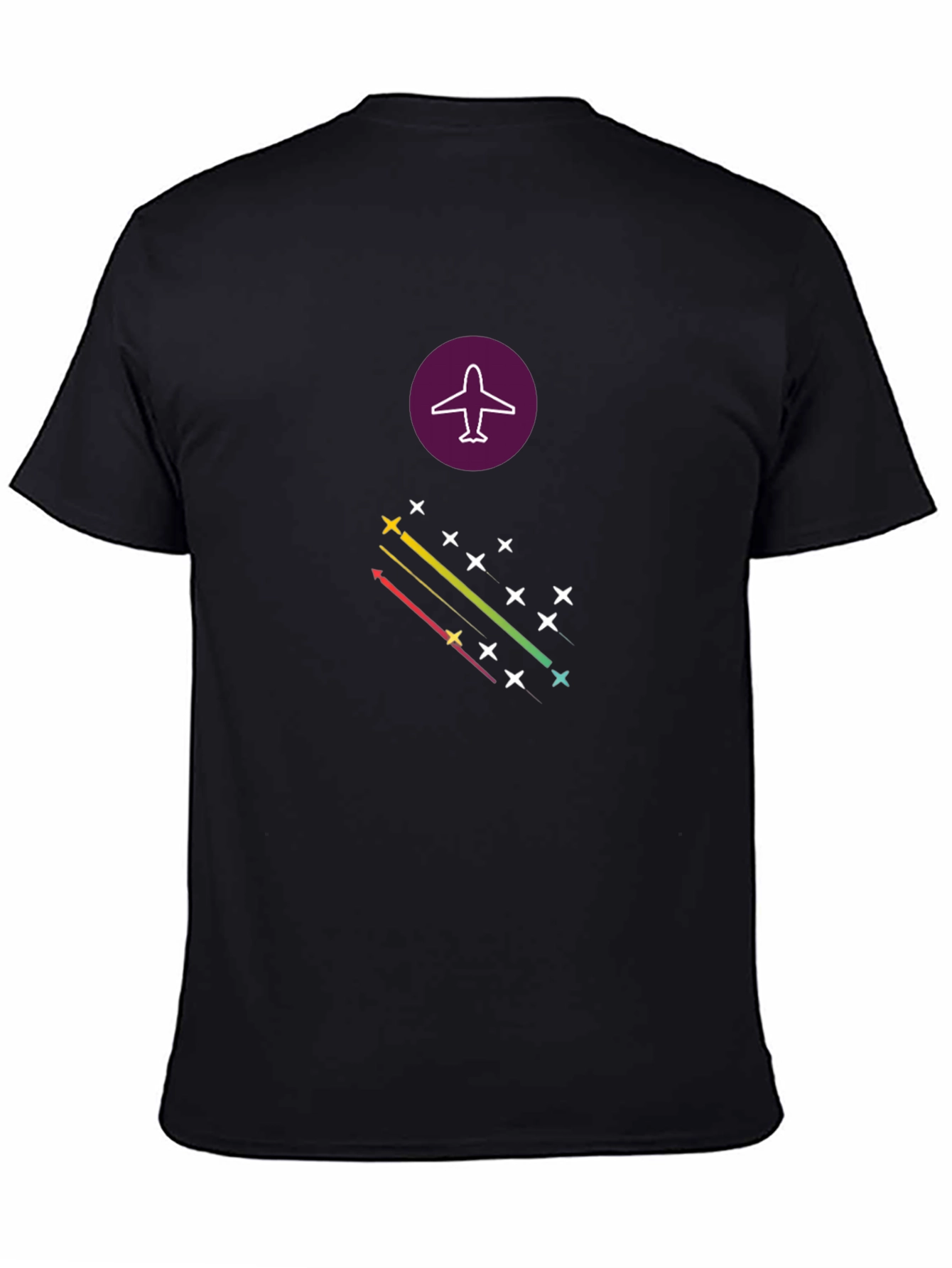 Airplane Stars Graphic Tee - Stylish Black T-Shirt
