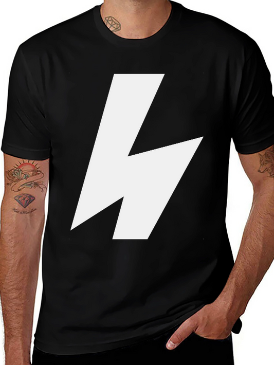 Bold Lightning Bolt Graphic Tee - Black