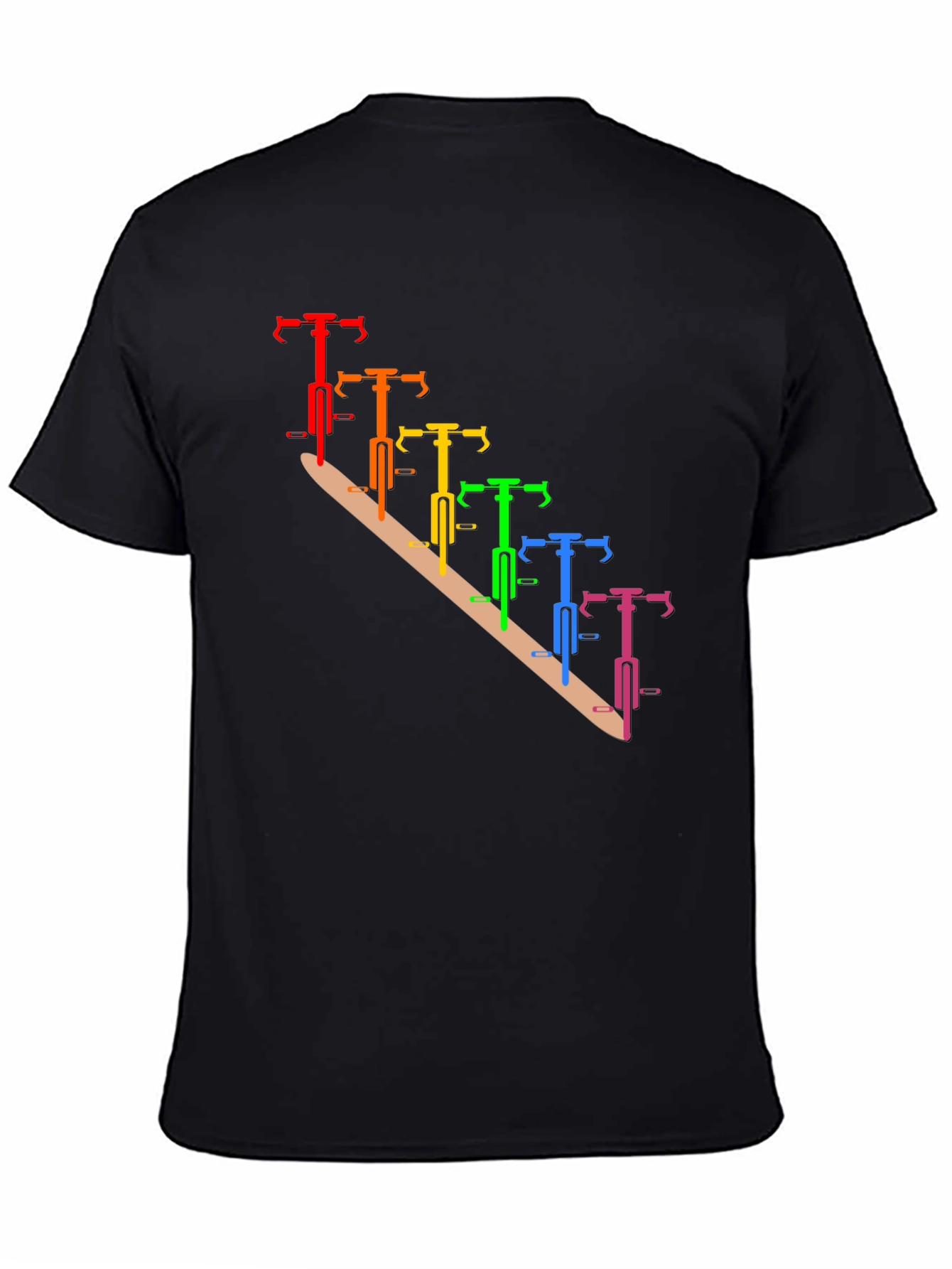 Rainbow Bike Graphic Tee - Stylish Mens Black T-Shirt