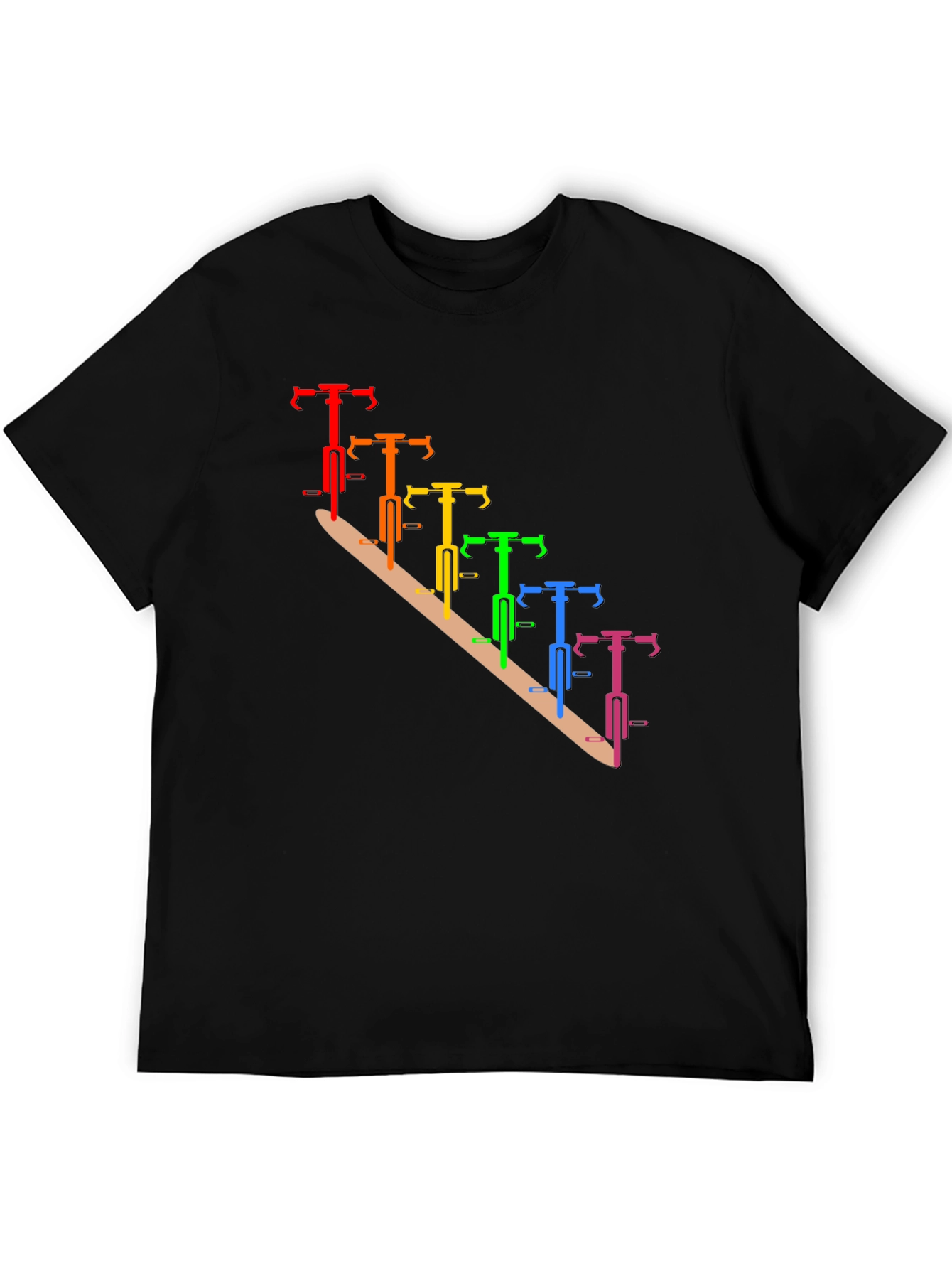 Rainbow Bike Graphic Tee - Stylish Mens Black T-Shirt