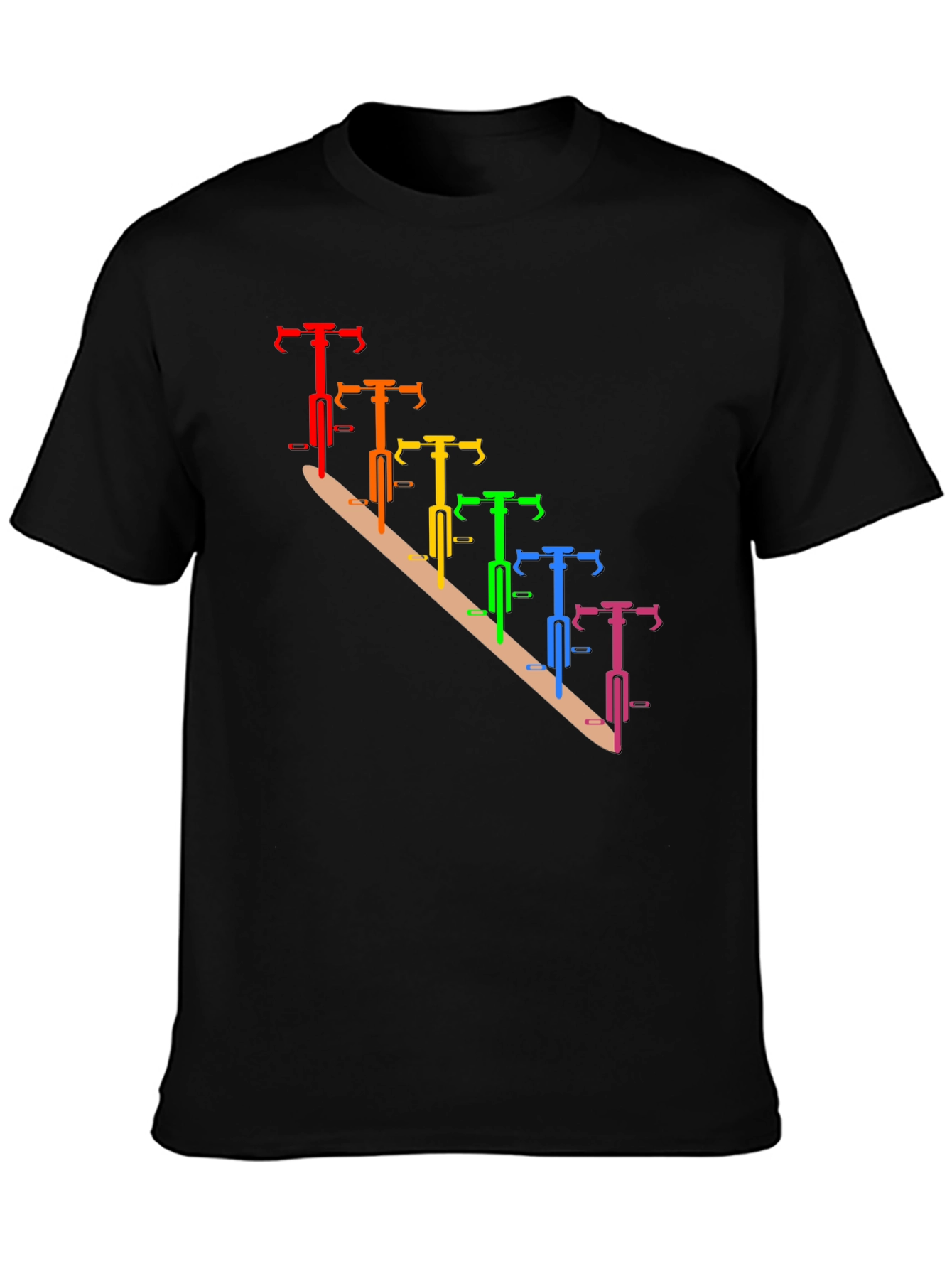 Rainbow Bike Graphic Tee - Stylish Mens Black T-Shirt
