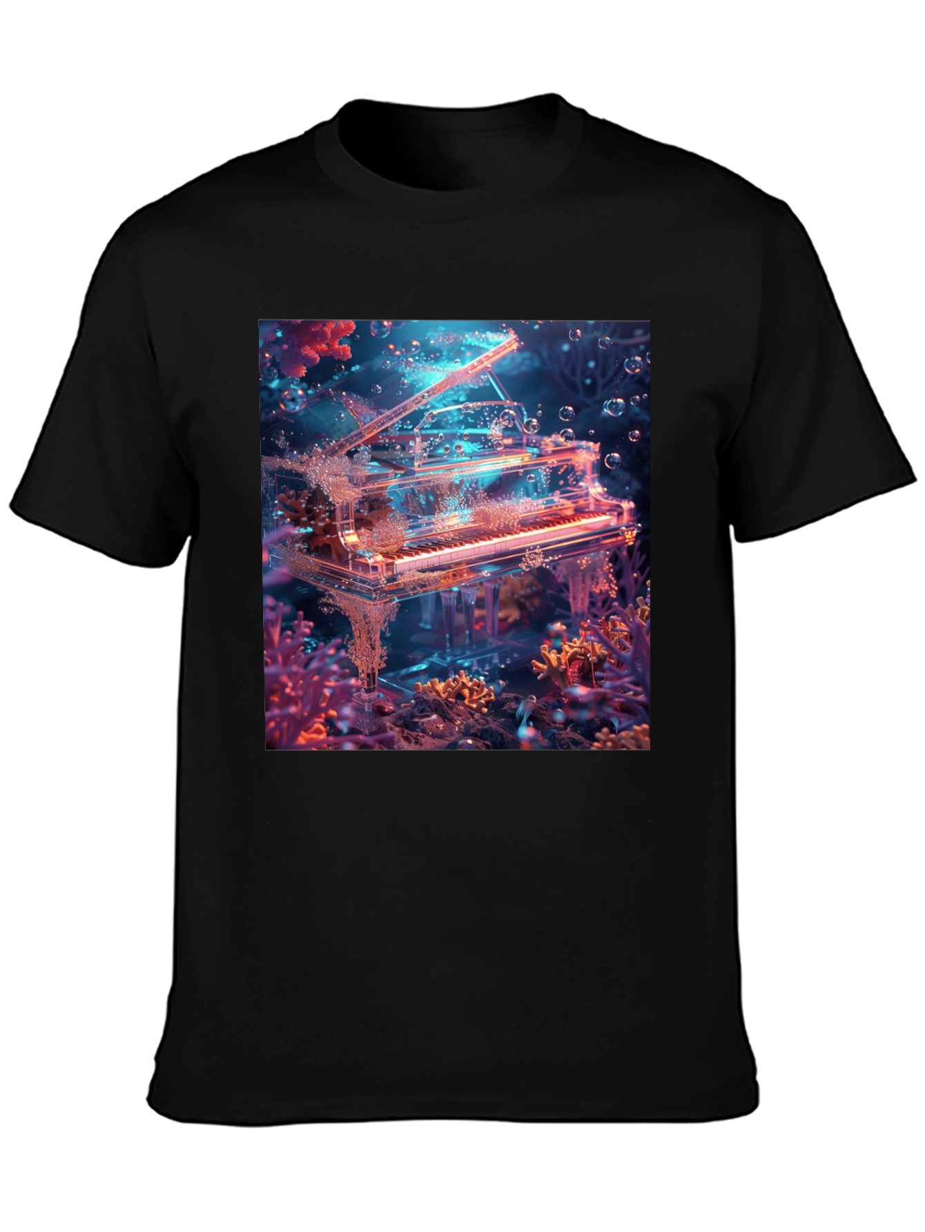 Underwater Piano Graphic Tee - Unique Design