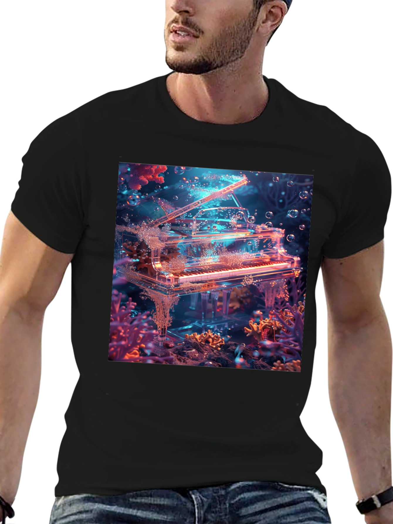 Underwater Piano Graphic Tee - Unique Design