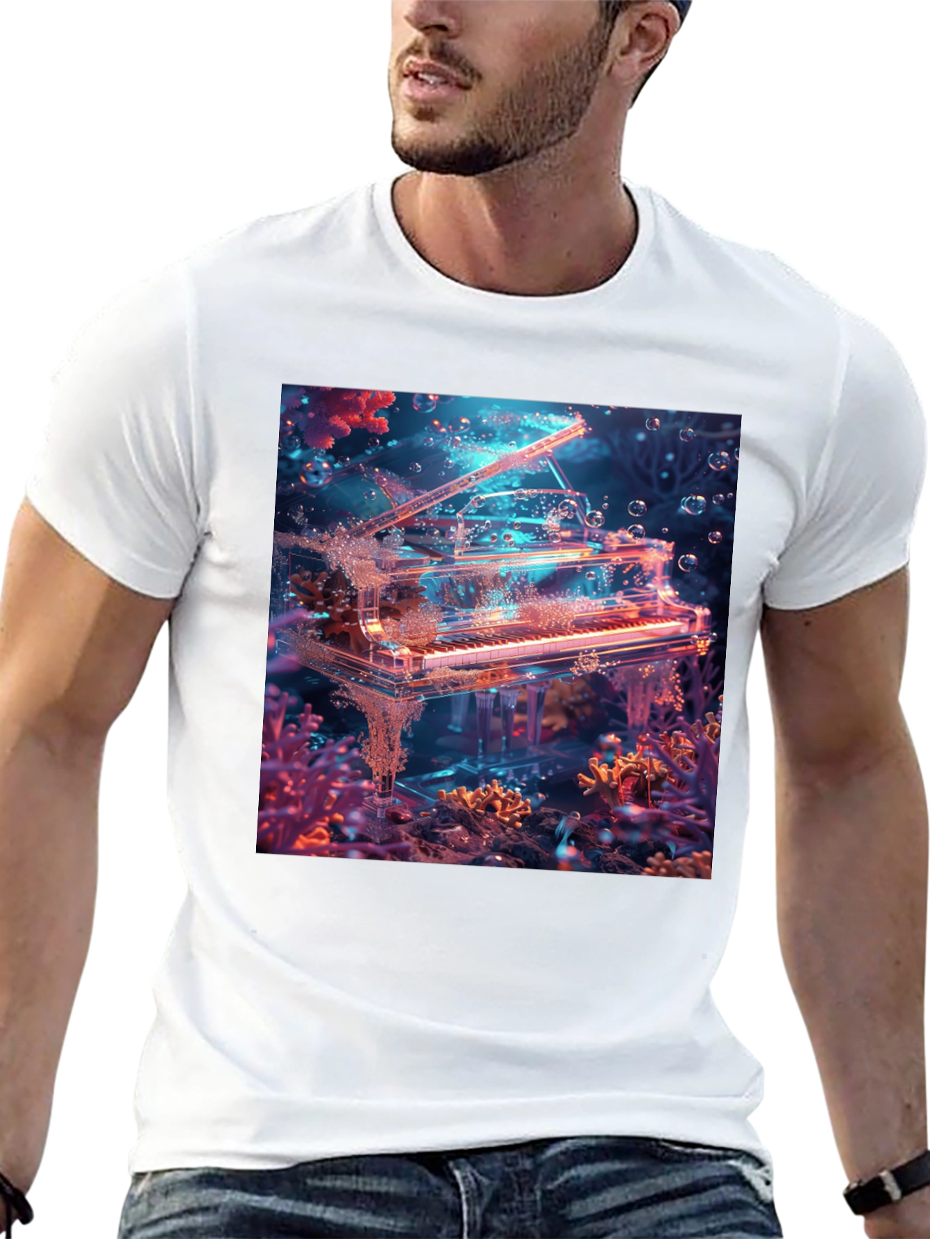 Underwater Piano Graphic Tee - Unique Design