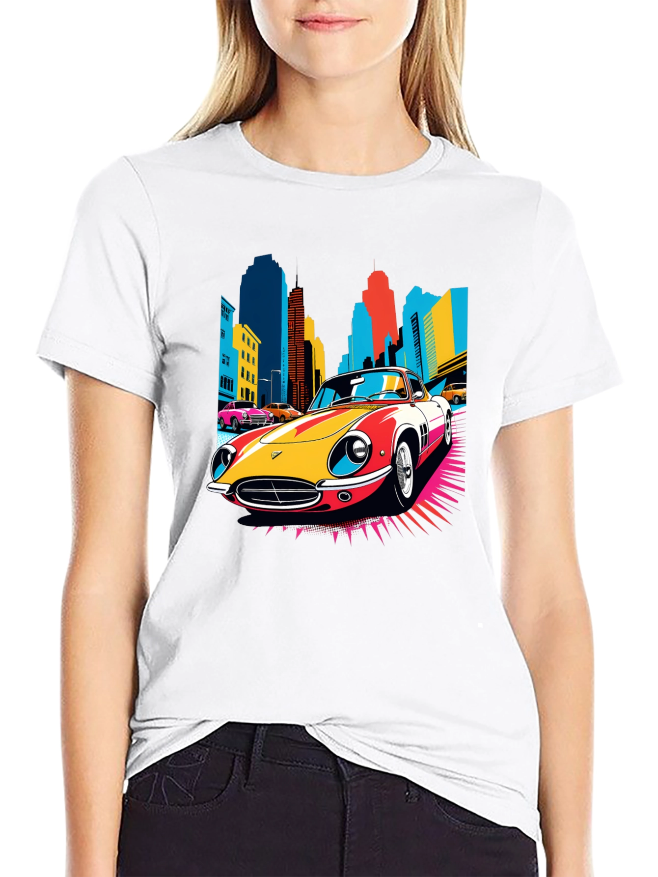Retro Car T-Shirt - Cityscape Graphic Tee