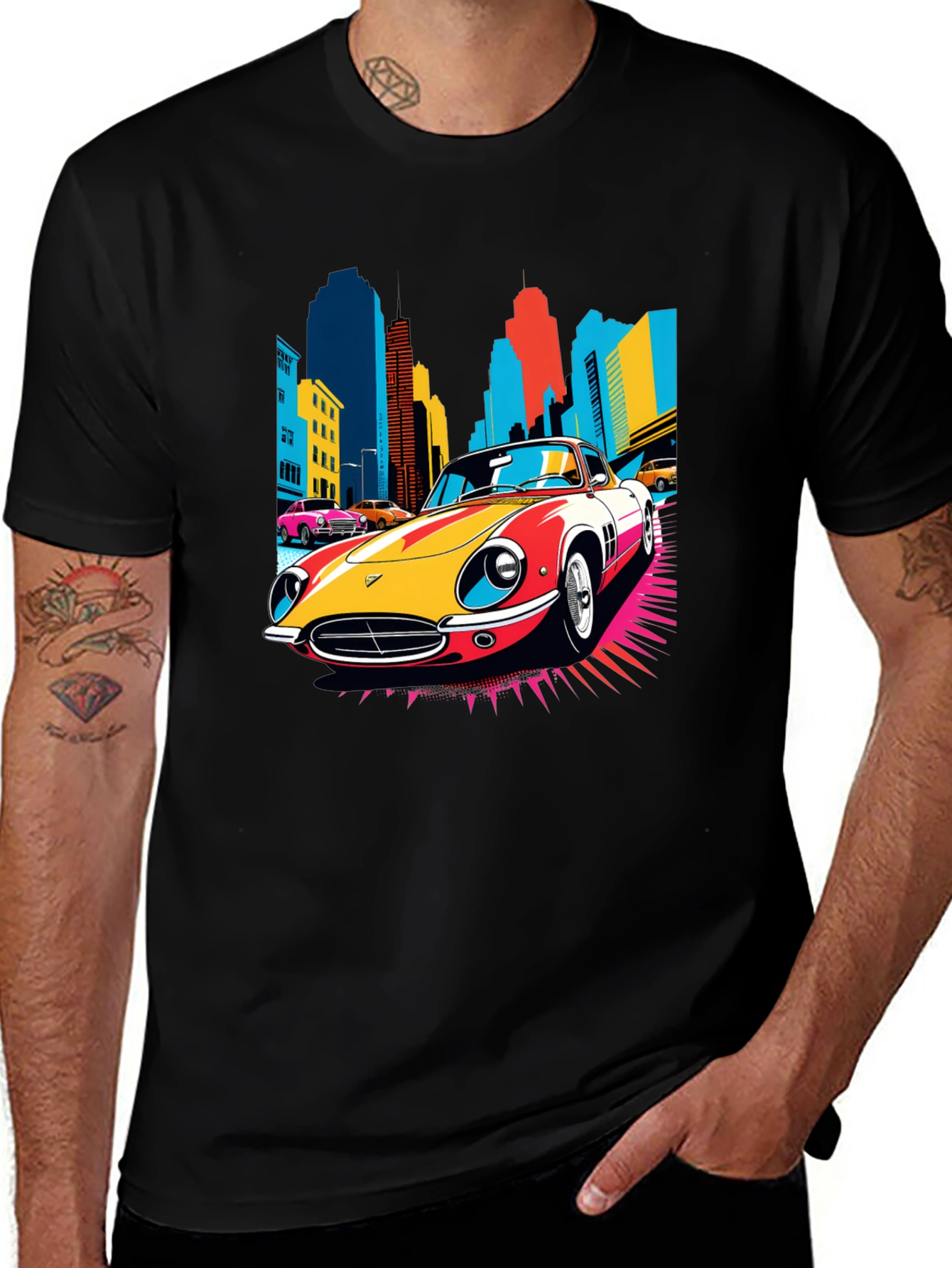 Retro Car T-Shirt - Cityscape Graphic Tee