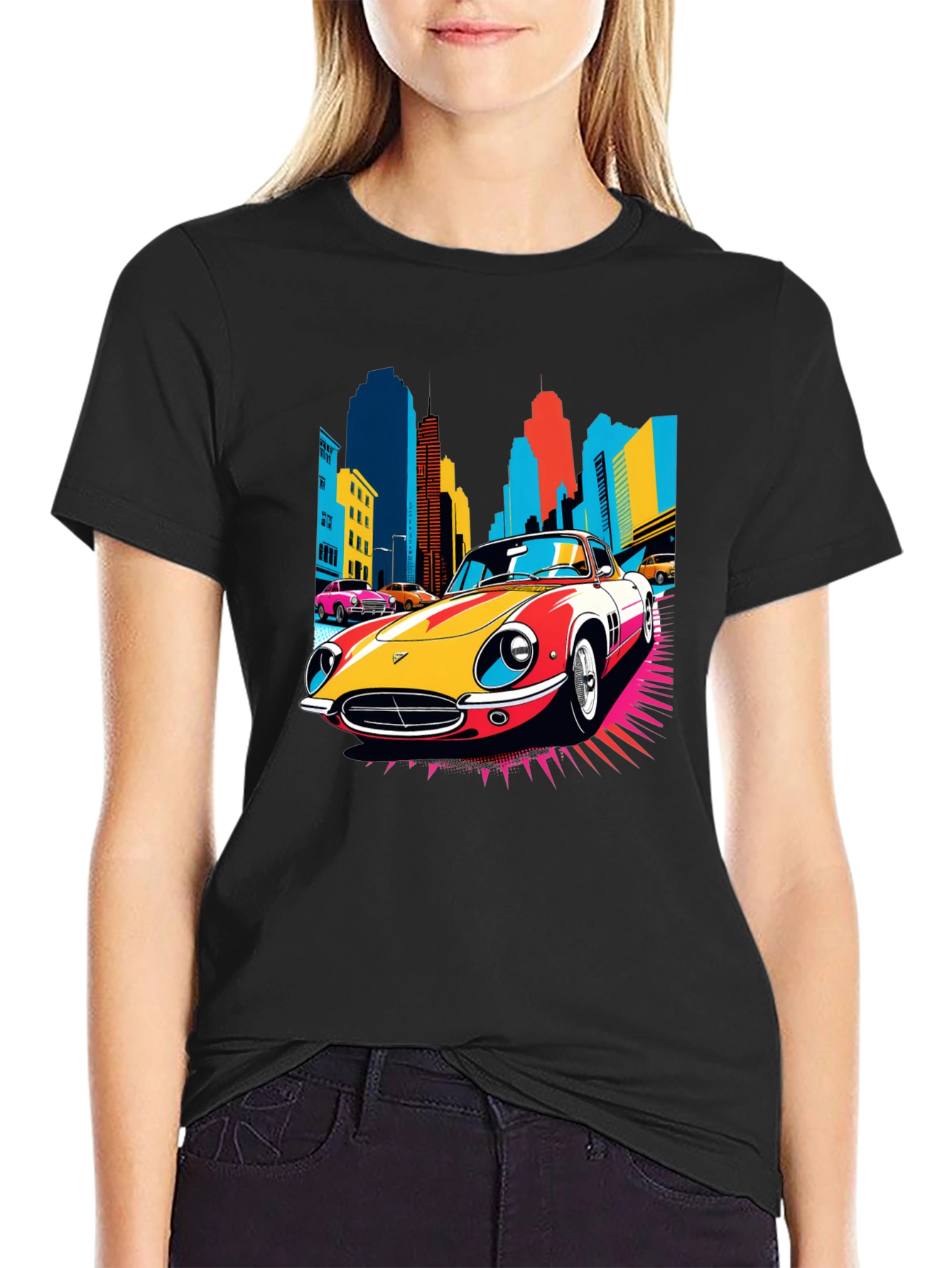 Retro Car T-Shirt - Cityscape Graphic Tee