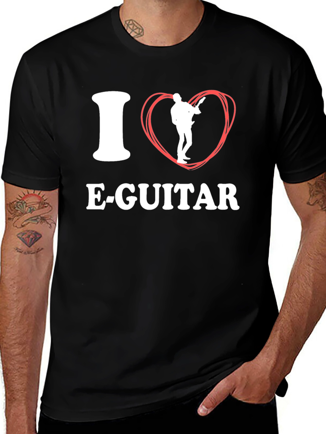 I Love E-Guitar Black T-Shirt