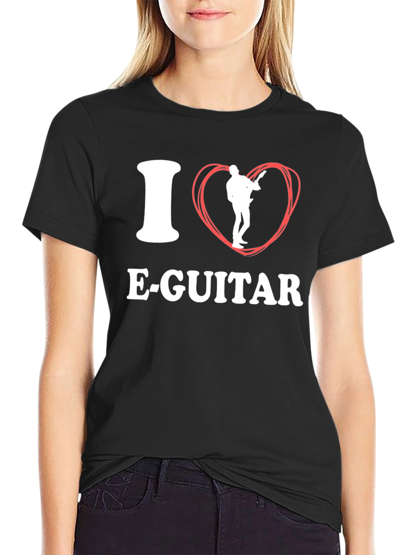 I Love E-Guitar Black T-Shirt