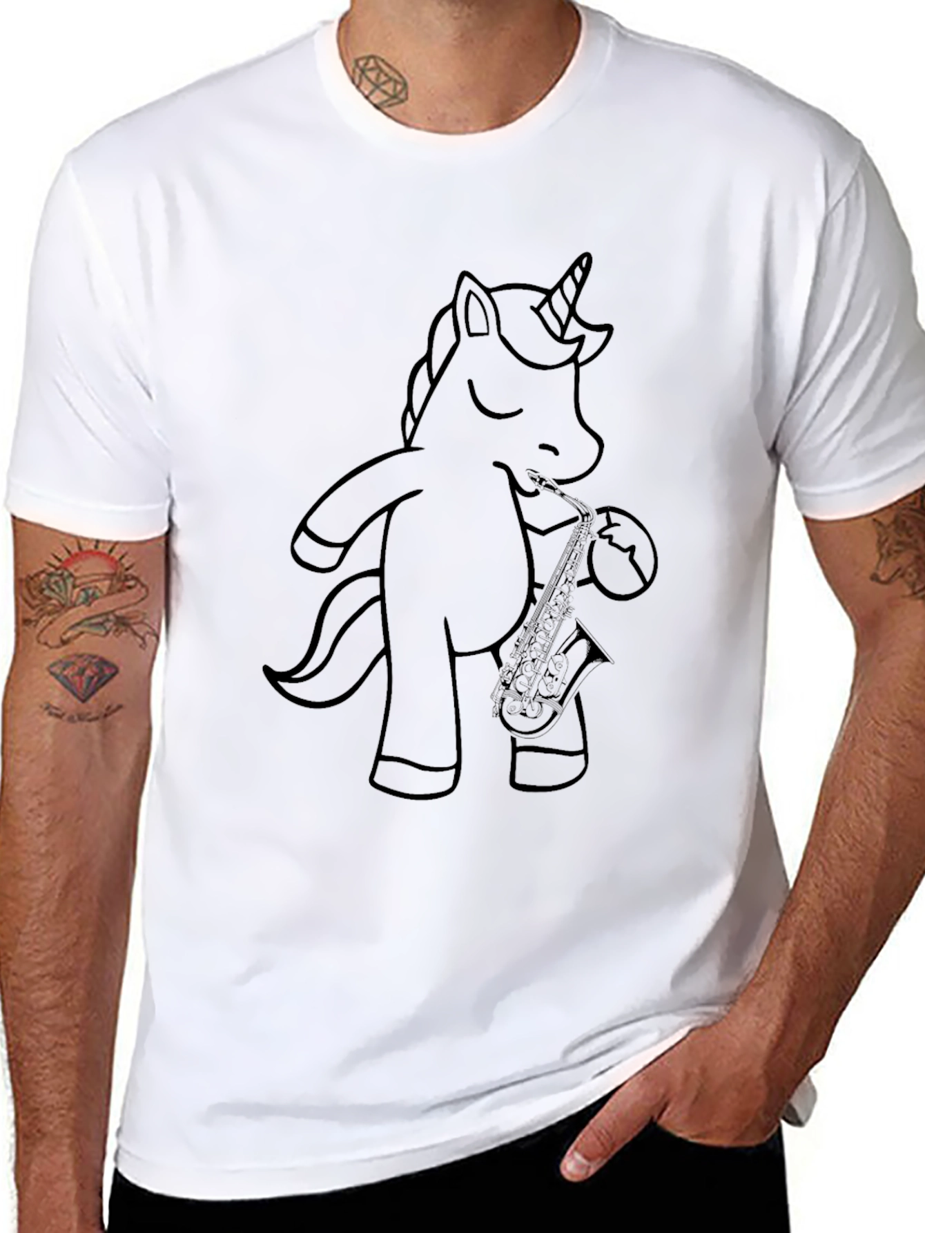 Unicorn Saxophone Black T-Shirt