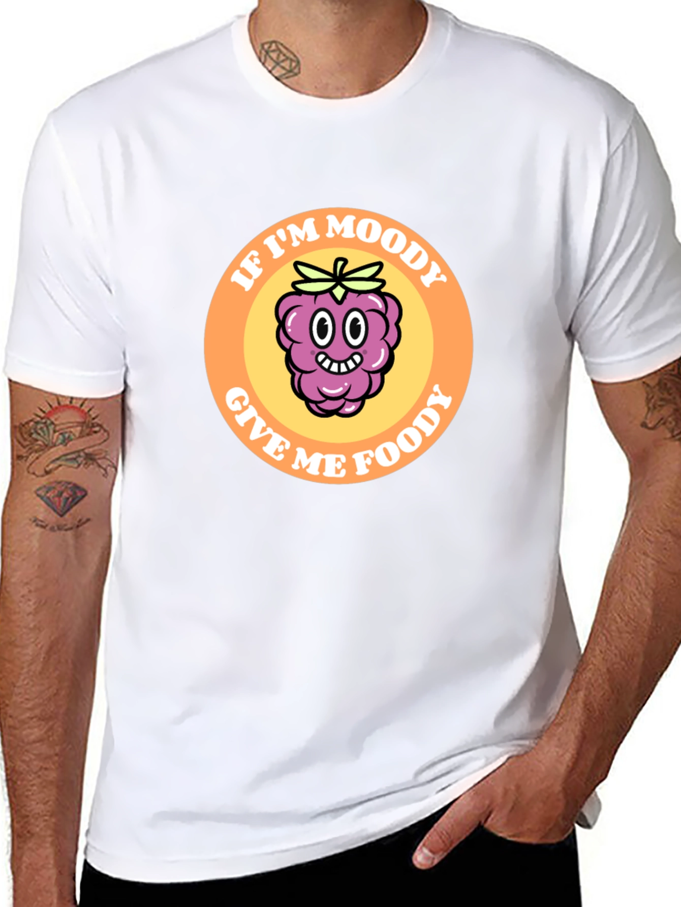 Moody Raspberry Graphic Tee - Black Cotton T-Shirt