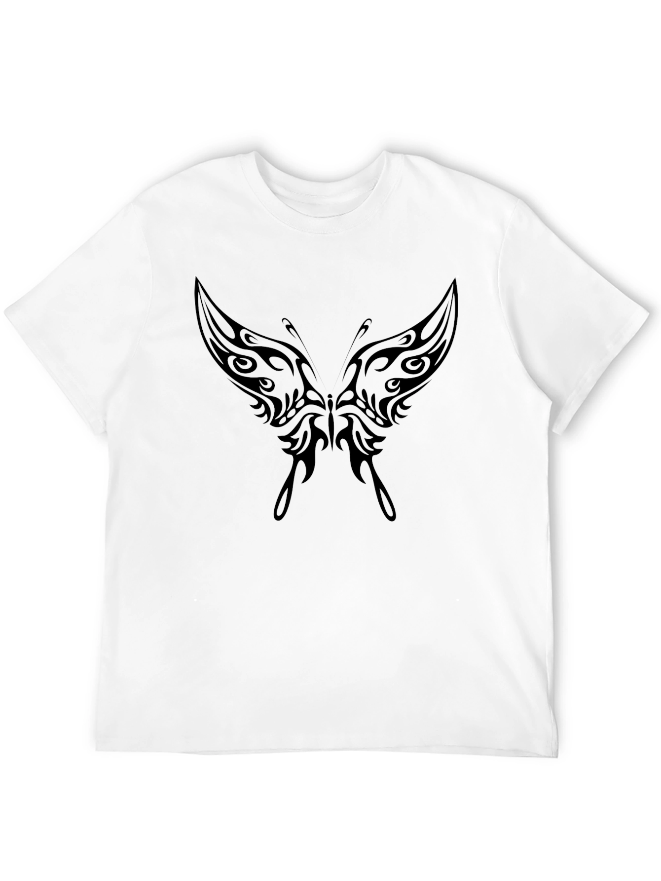 Tribal Butterfly Graphic Black T-Shirt