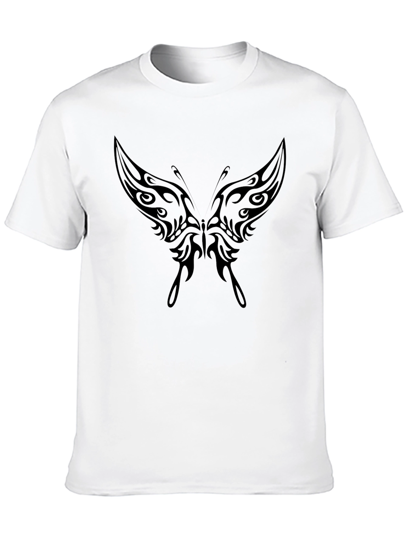 Tribal Butterfly Graphic Black T-Shirt