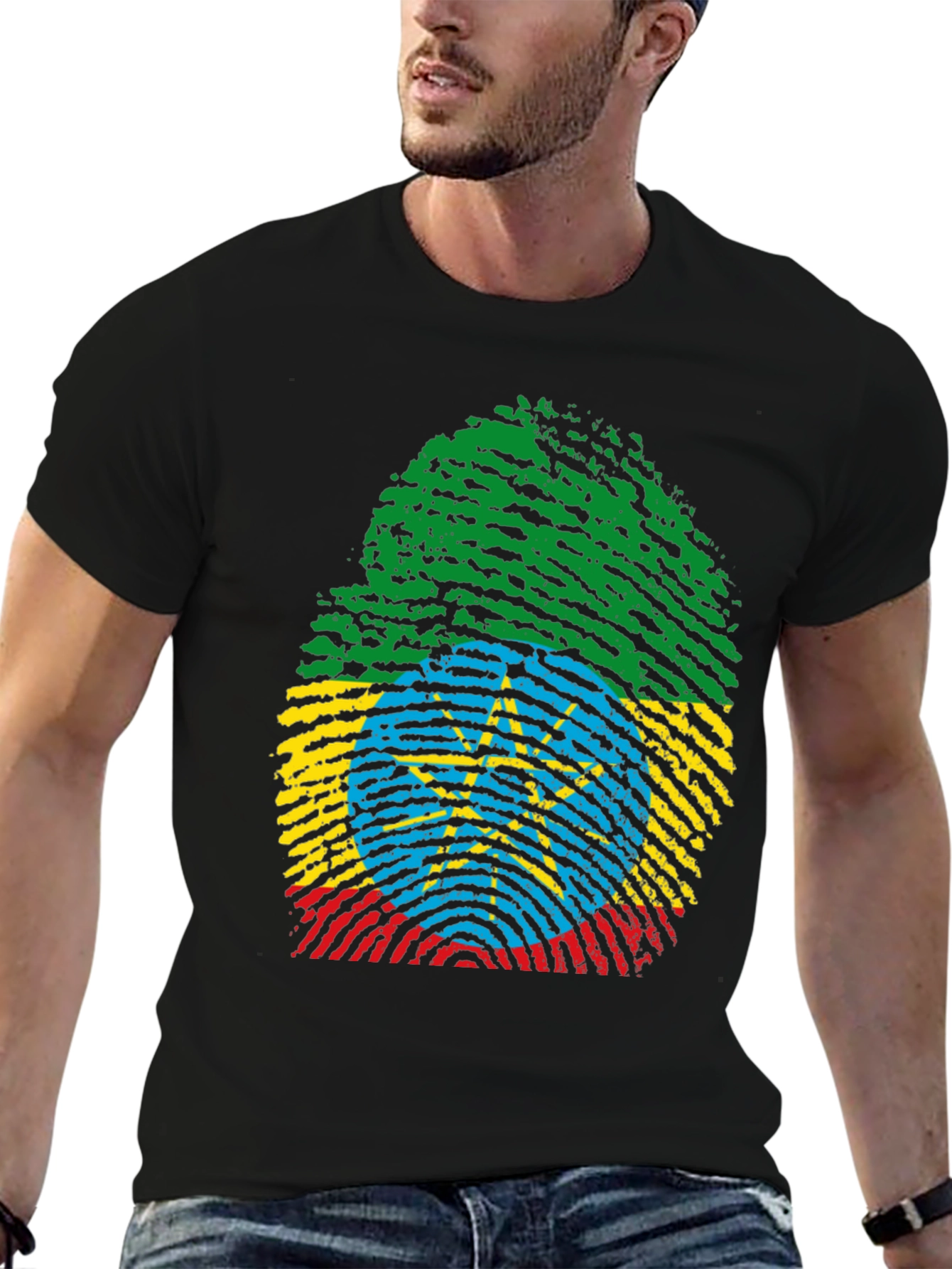 Ethiopia Flag Fingerprint T-Shirt