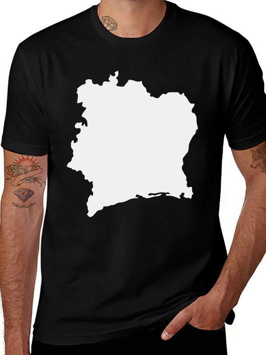 Ivory Coast Map Graphic Tee - Black Cotton T-Shirt