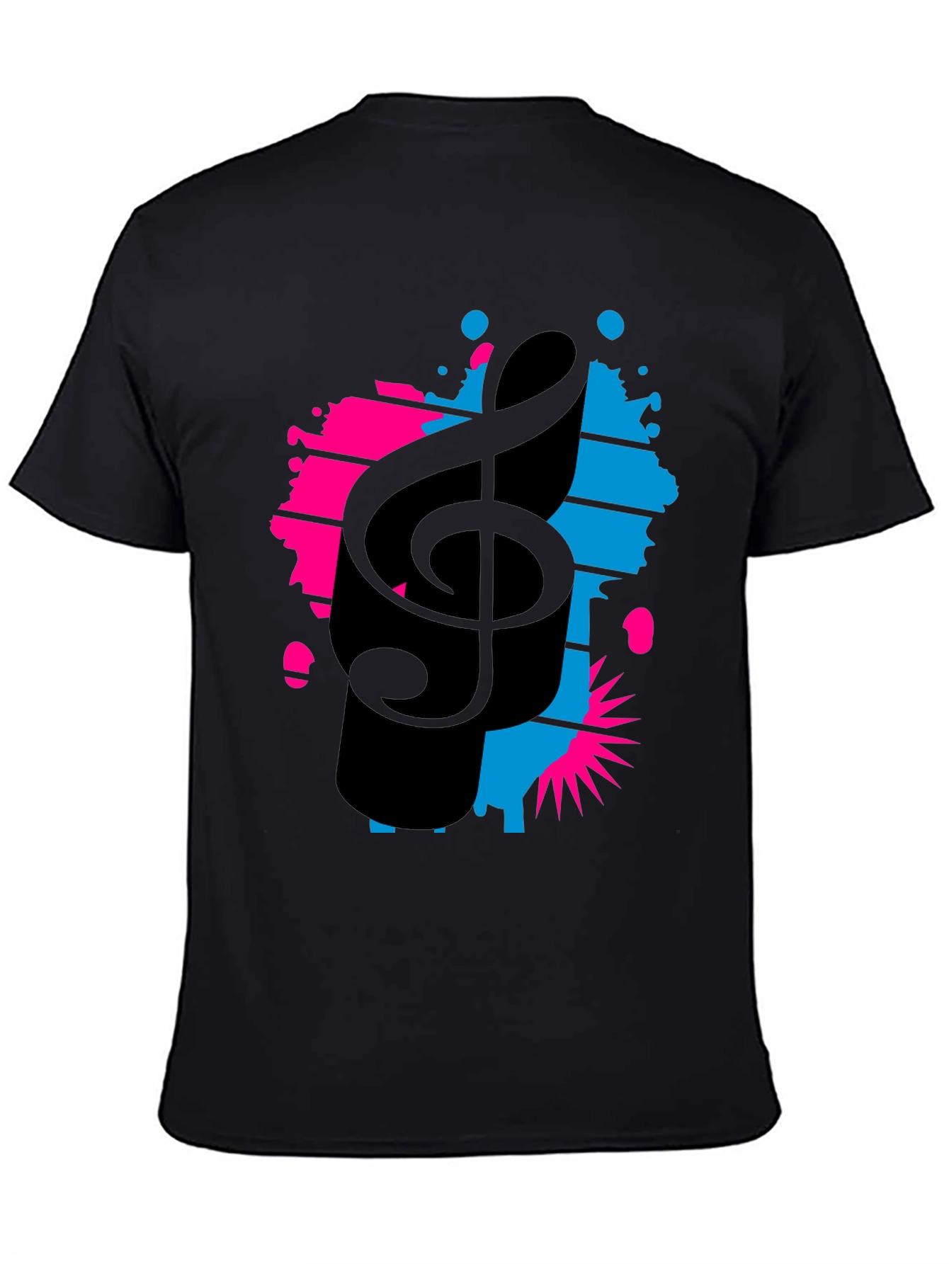 Stylish Music Note Graphic Tee - Black Cotton T-Shirt