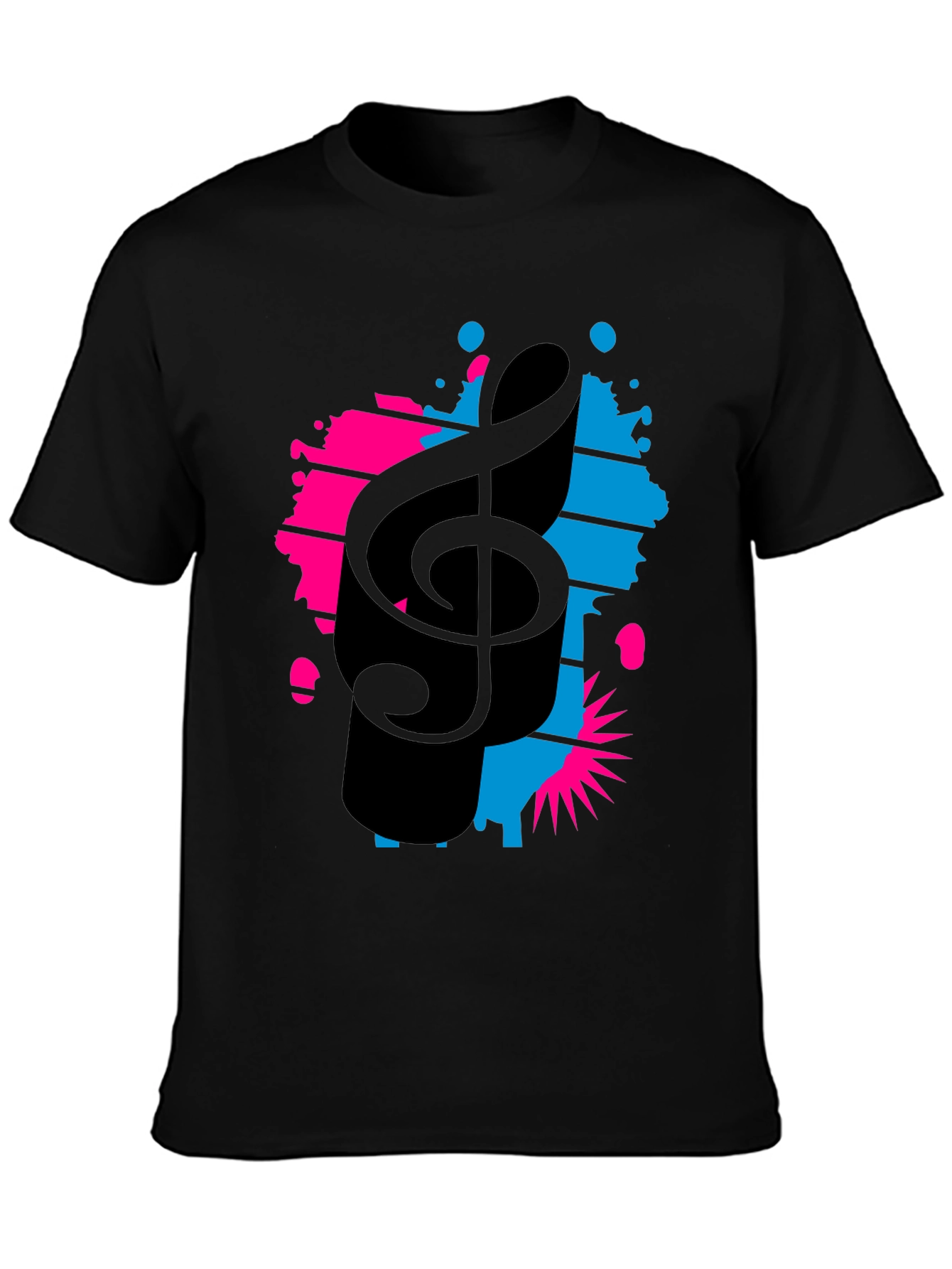 Stylish Music Note Graphic Tee - Black Cotton T-Shirt