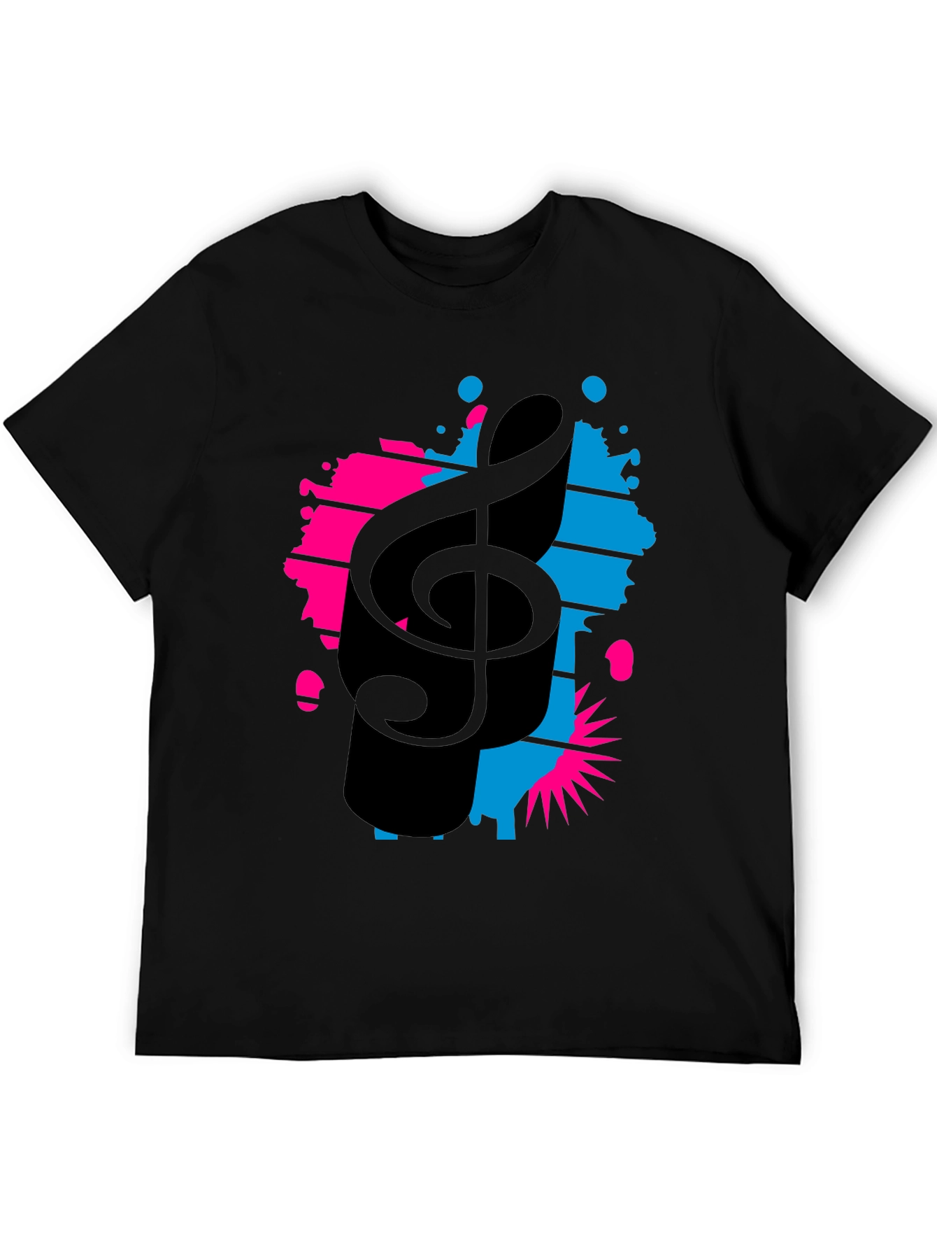 Stylish Music Note Graphic Tee - Black Cotton T-Shirt