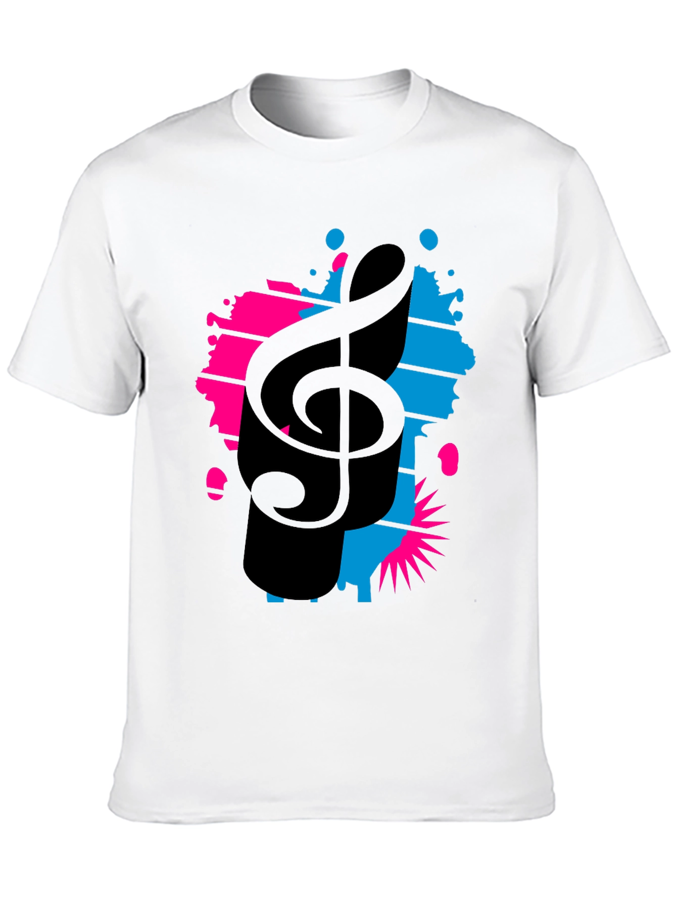 Stylish Music Note Graphic Tee - Black Cotton T-Shirt