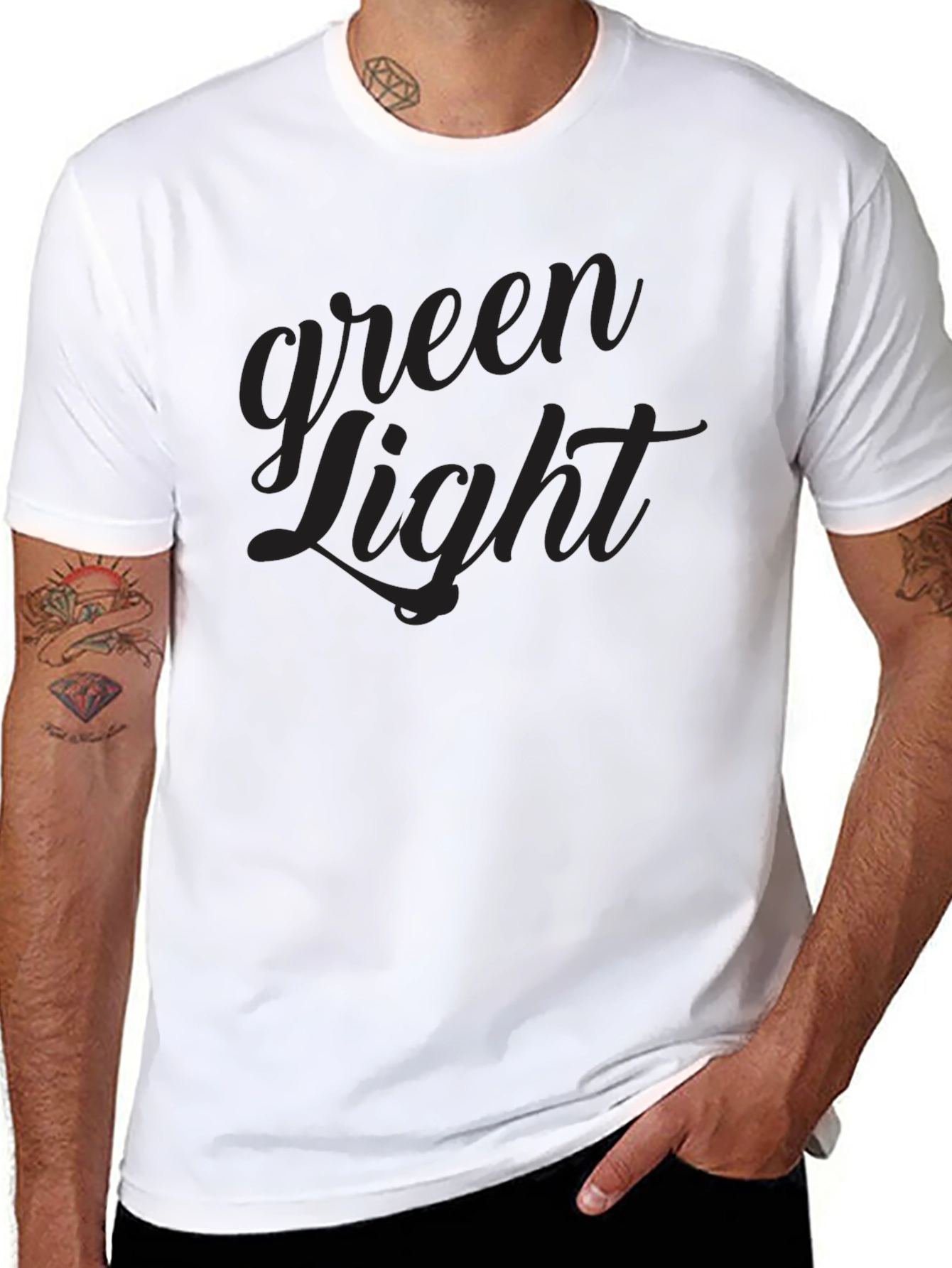 Green Light Black Crew Neck T-Shirt
