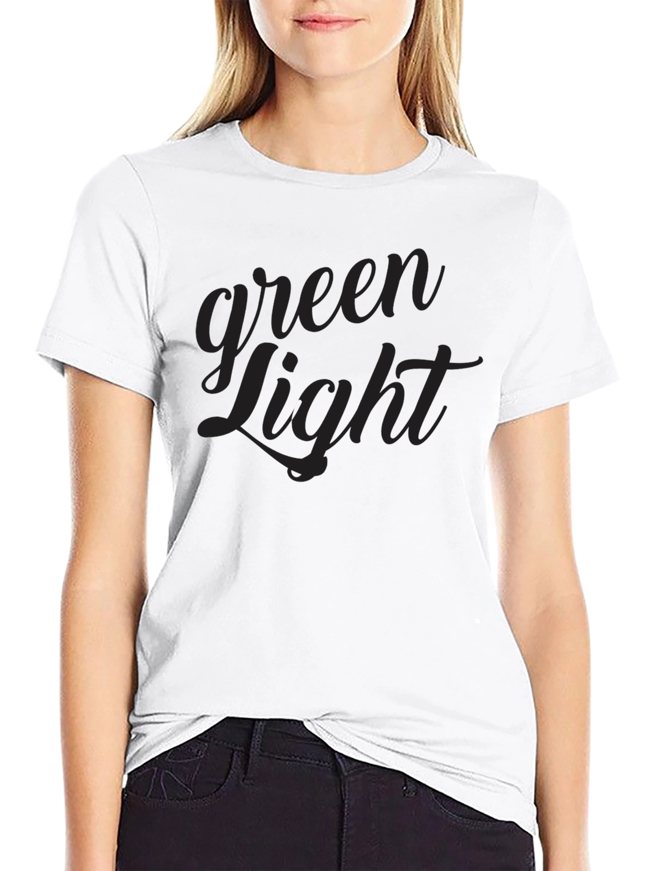 Green Light Black Crew Neck T-Shirt