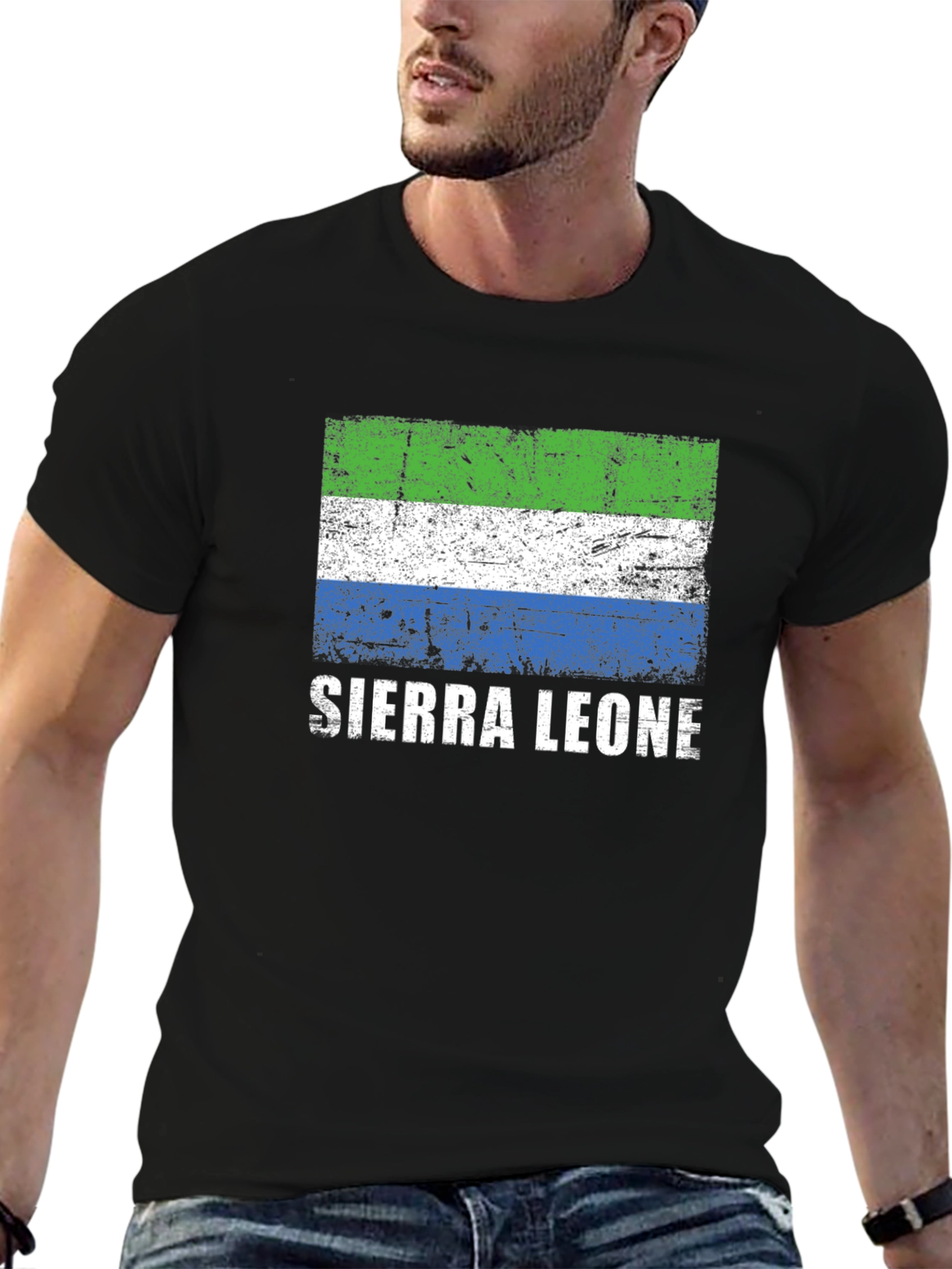 Sierra Leone Flag T-Shirt - Distressed Design