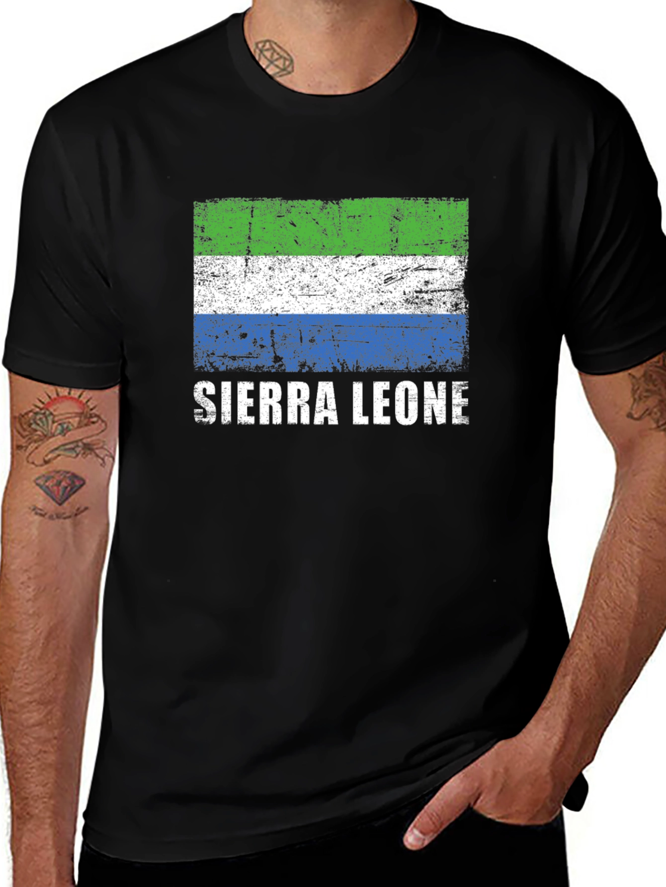 Sierra Leone Flag T-Shirt - Distressed Design