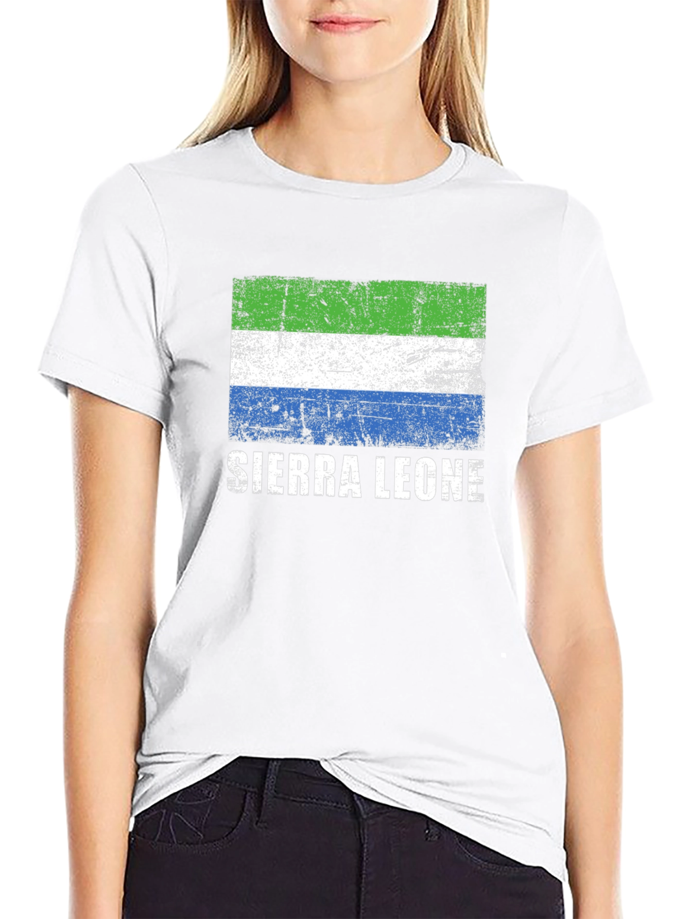 Sierra Leone Flag T-Shirt - Distressed Design