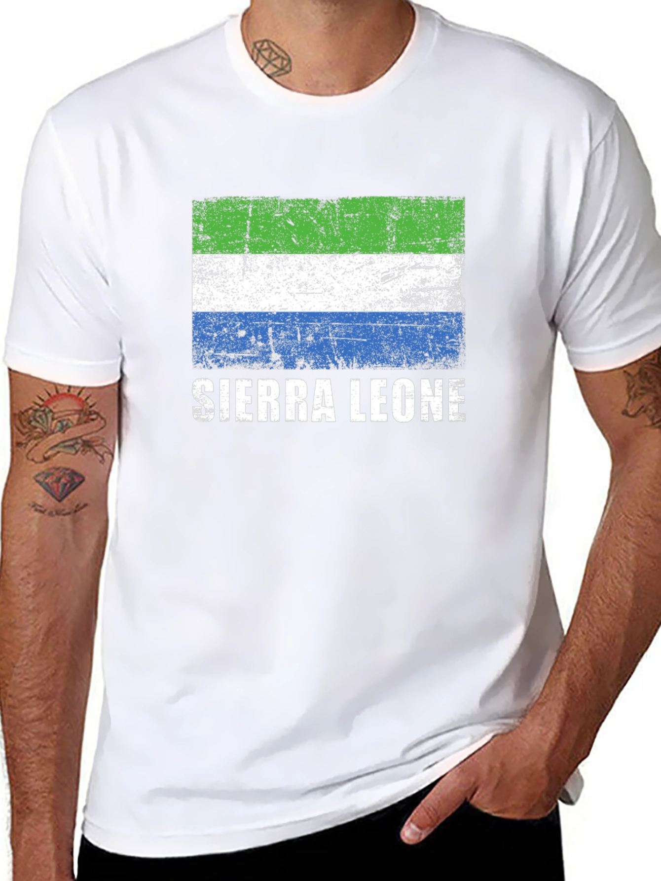 Sierra Leone Flag T-Shirt - Distressed Design