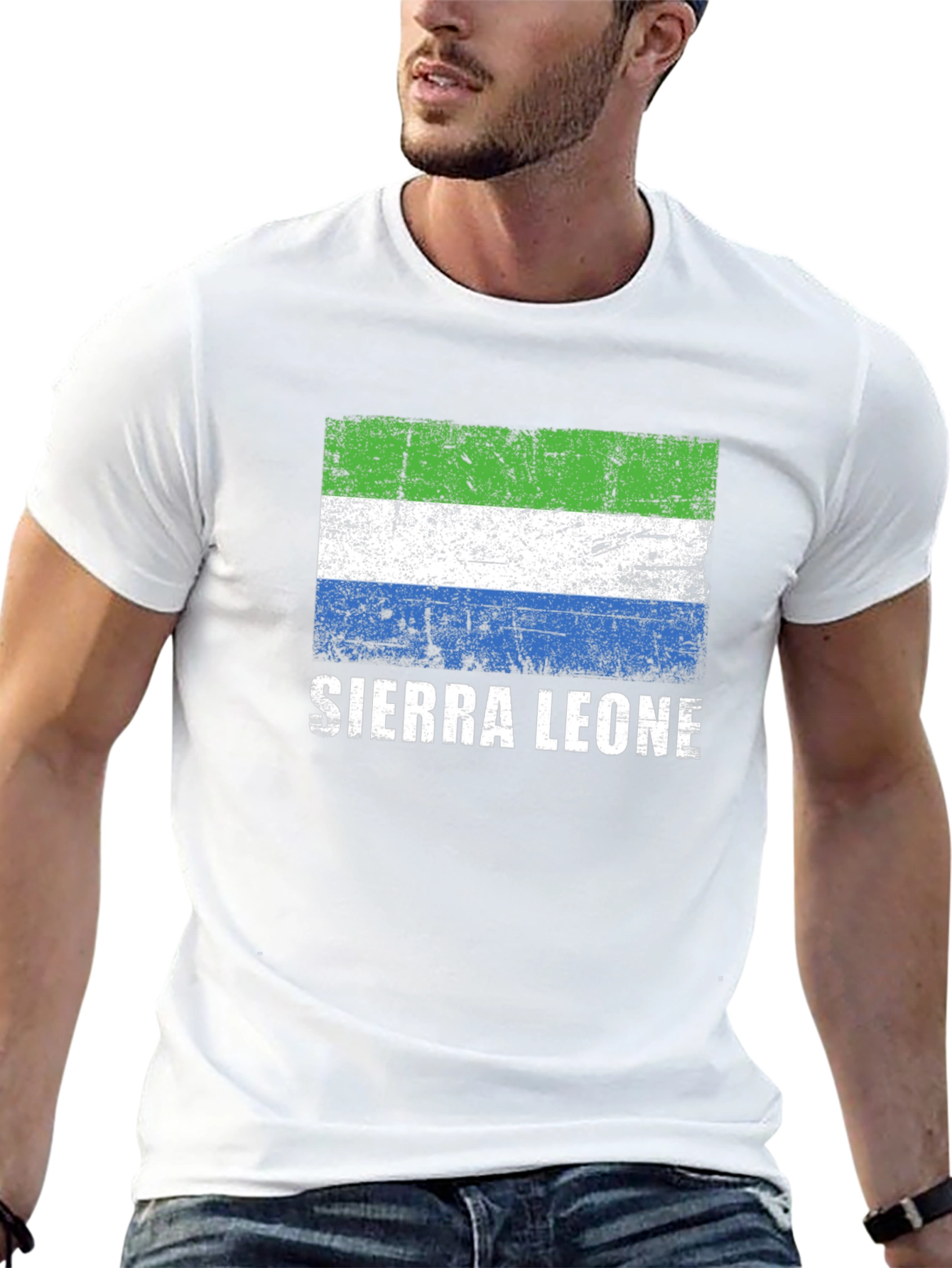 Sierra Leone Flag T-Shirt - Distressed Design