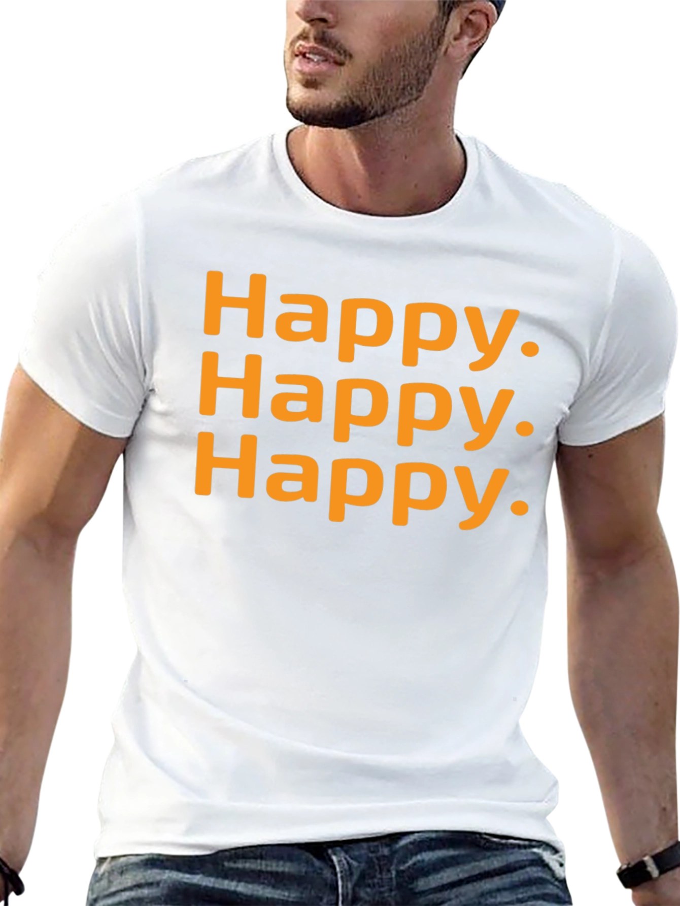 Happy Graphic T-Shirt - Black Casual Tee