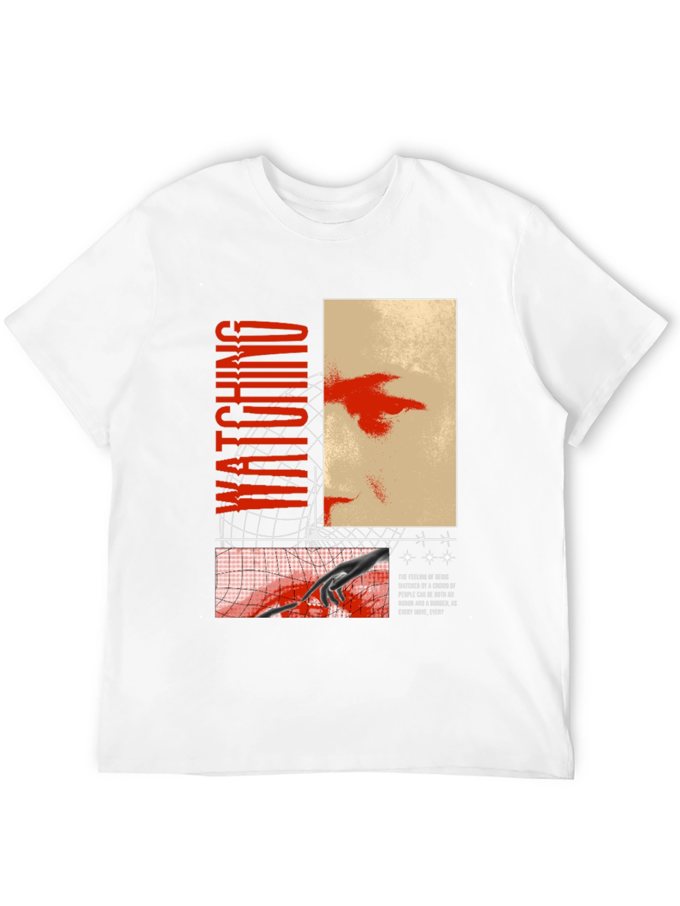 Watching Graphic Print Black T-Shirt
