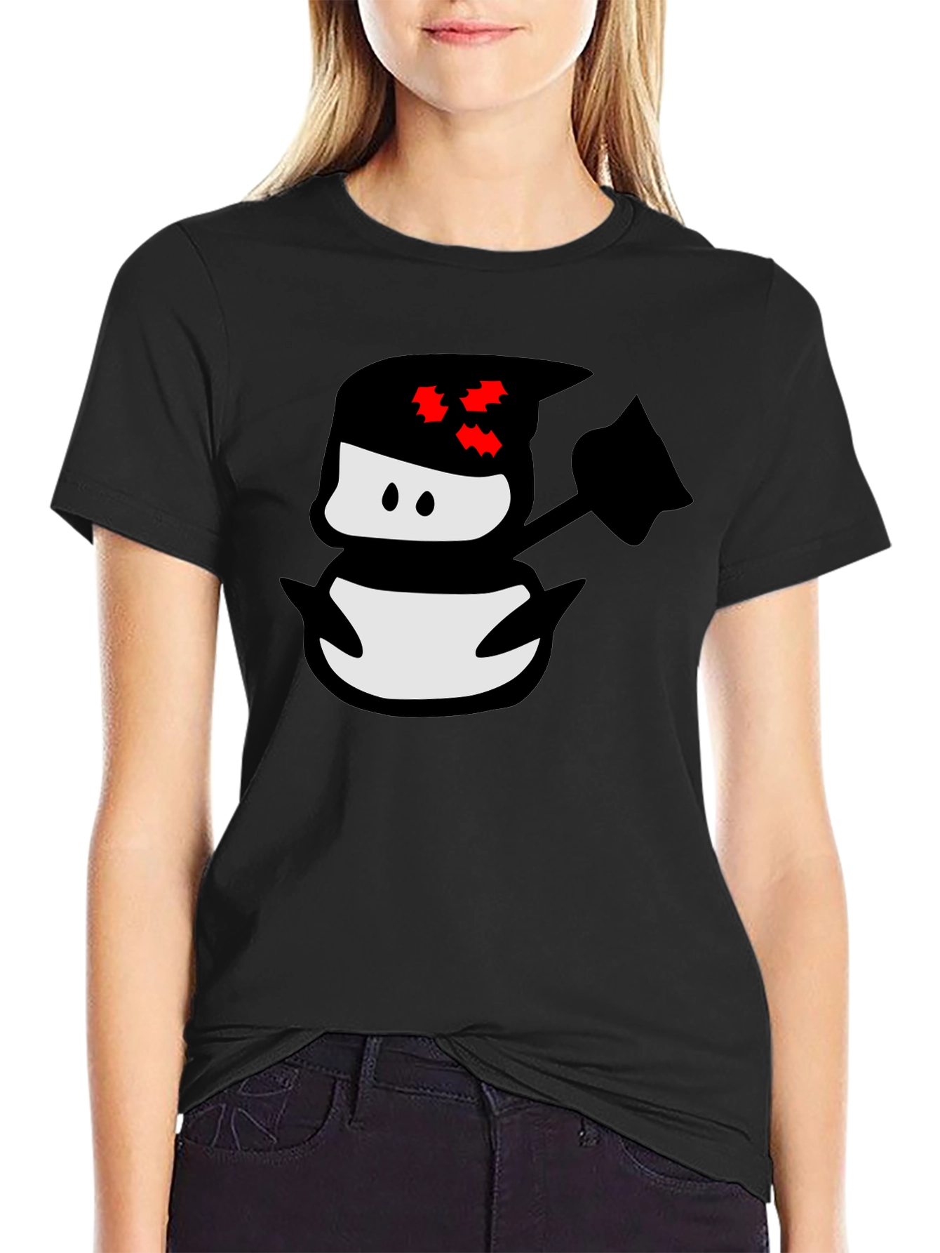 Ninja Snowman Black T-Shirt - Graphic Tee