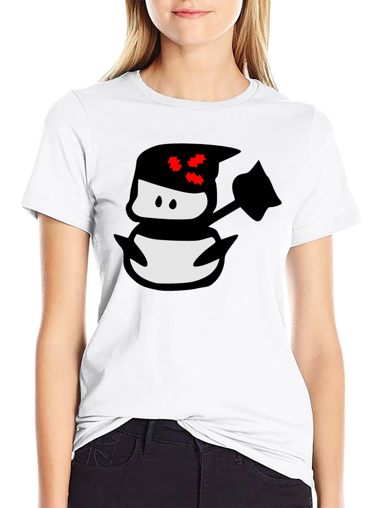Ninja Snowman Black T-Shirt - Graphic Tee