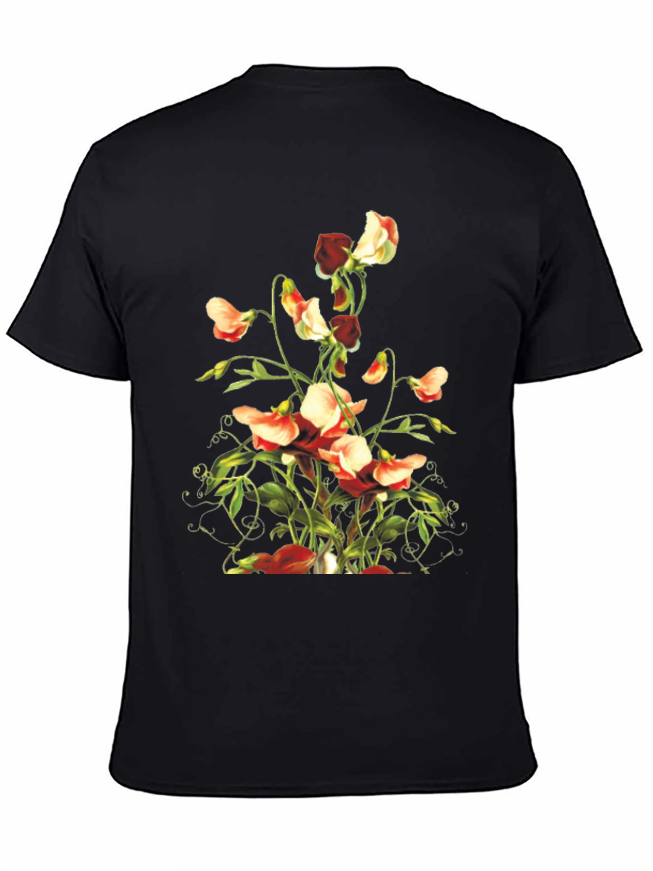 Floral Sweet Pea Graphic Tee - Black