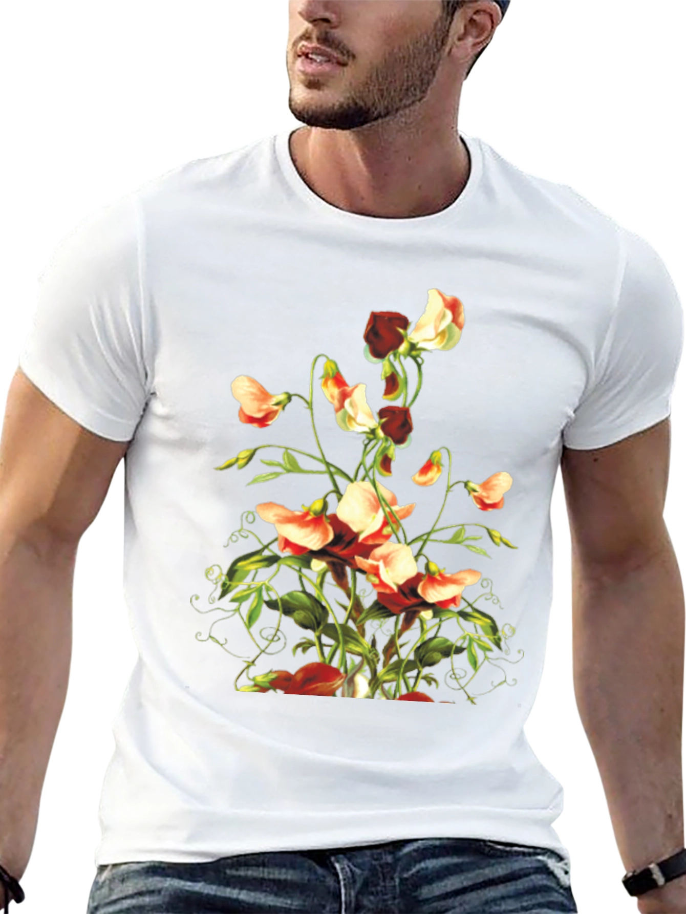 Floral Sweet Pea Graphic Tee - Black