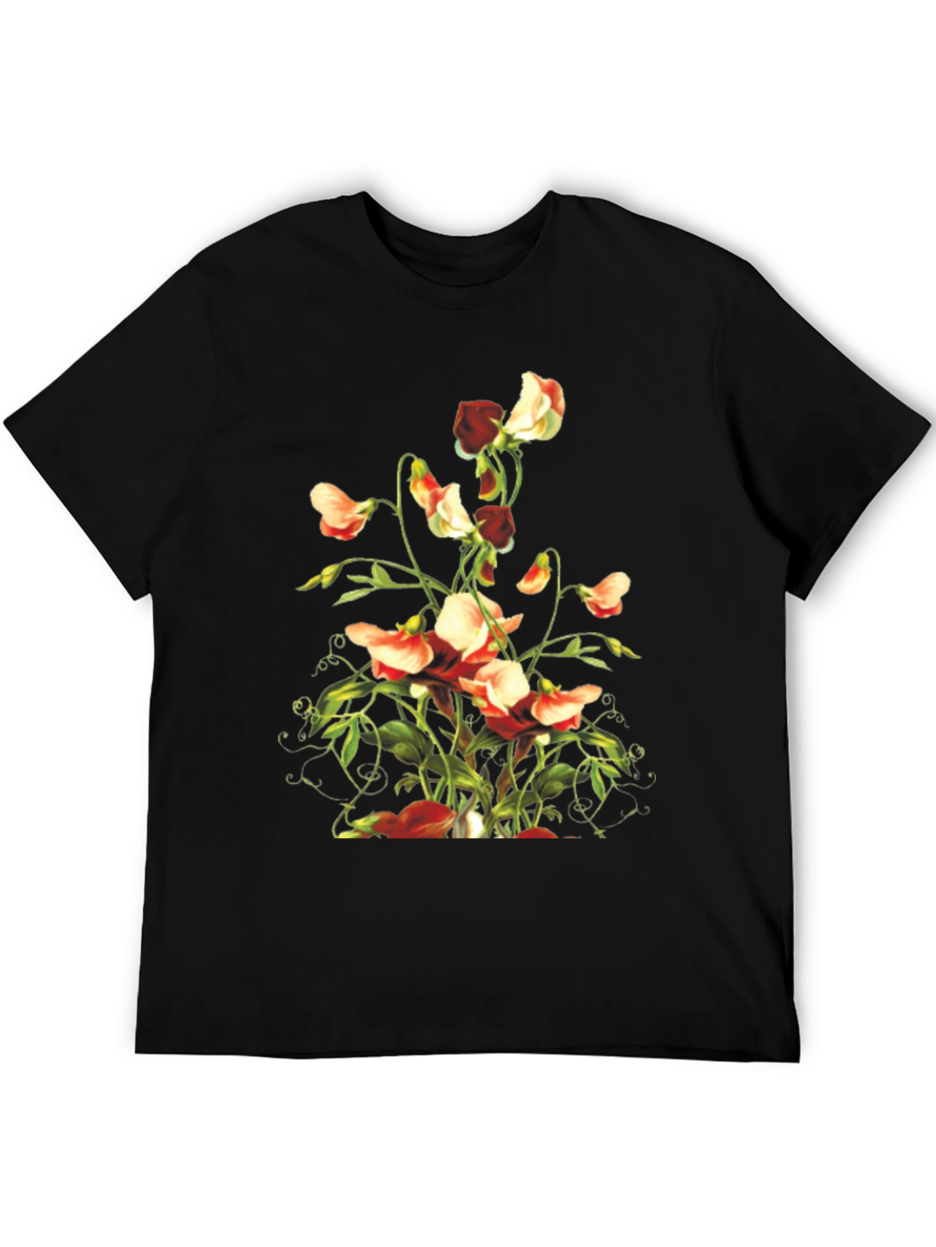 Floral Sweet Pea Graphic Tee - Black