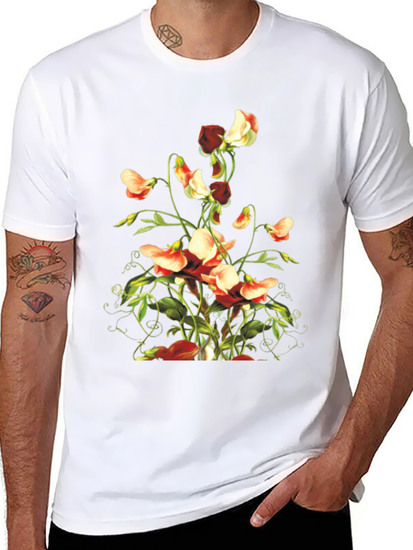 Floral Sweet Pea Graphic Tee - Black