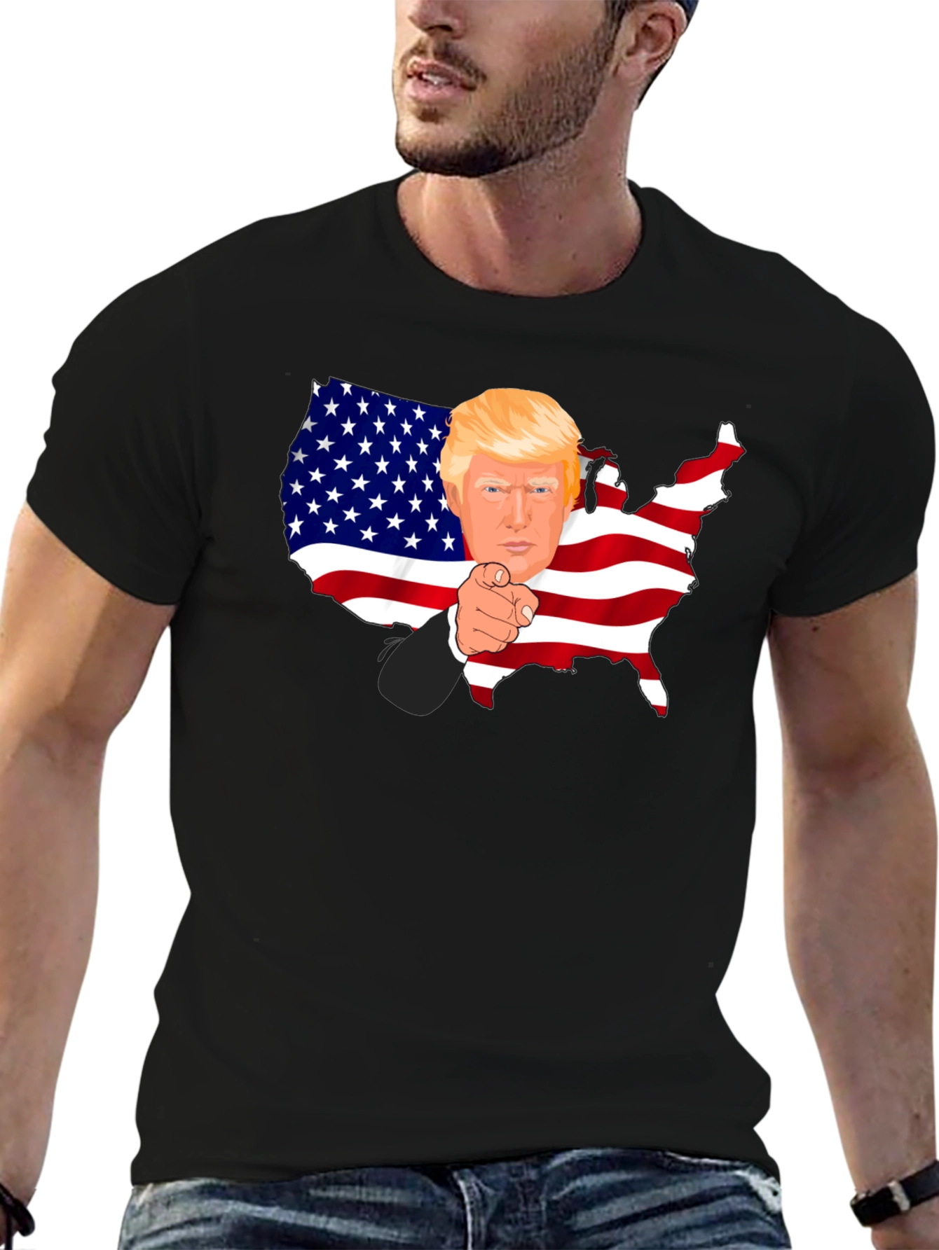 Trump USA Flag Graphic Black T-Shirt