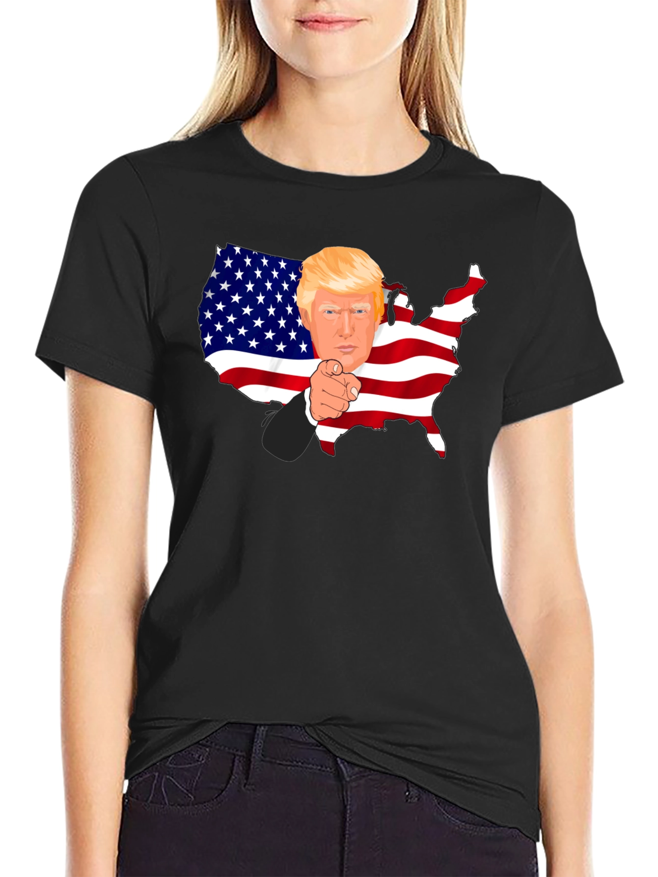 Trump USA Flag Graphic Black T-Shirt