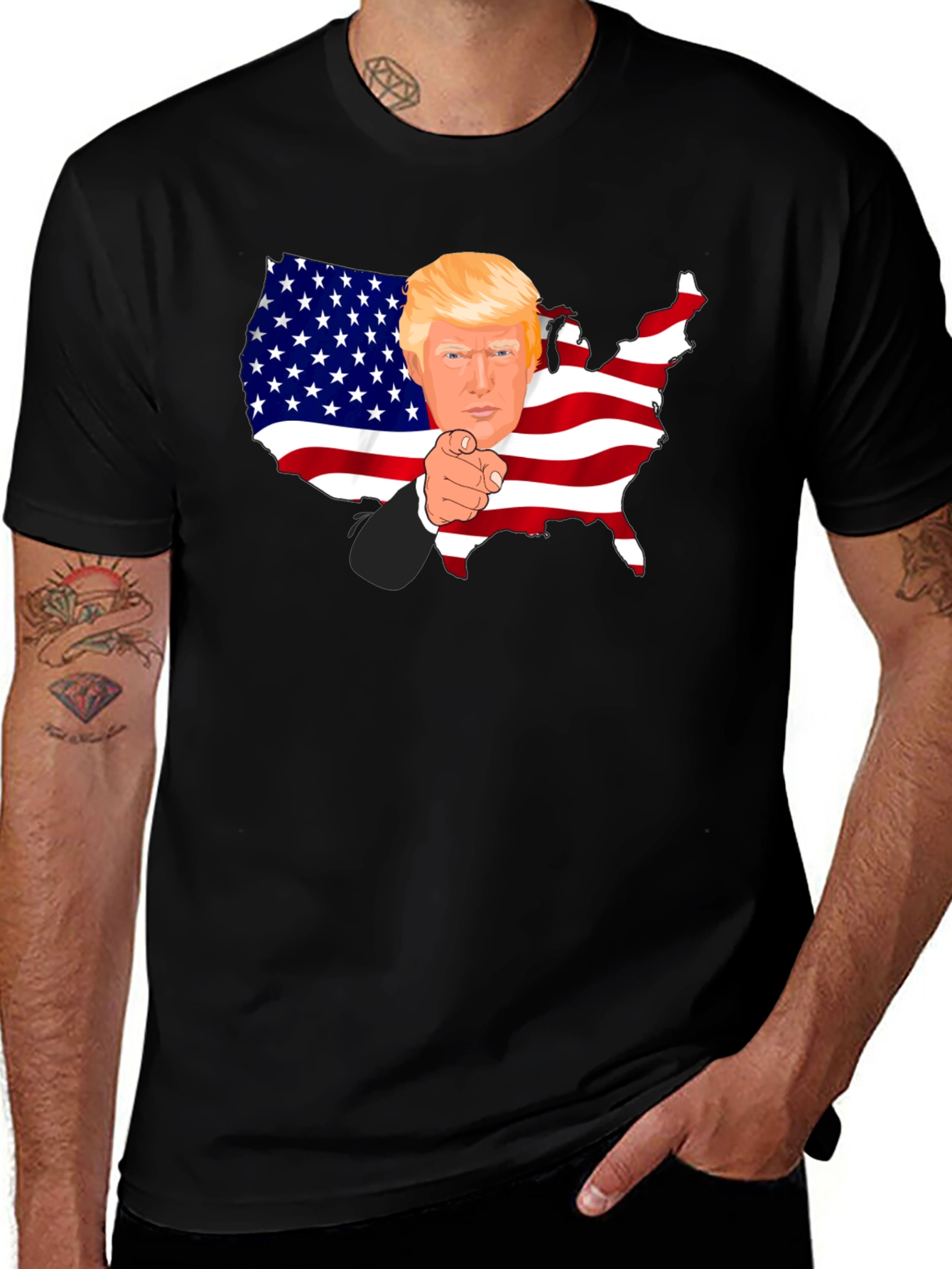 Trump USA Flag Graphic Black T-Shirt