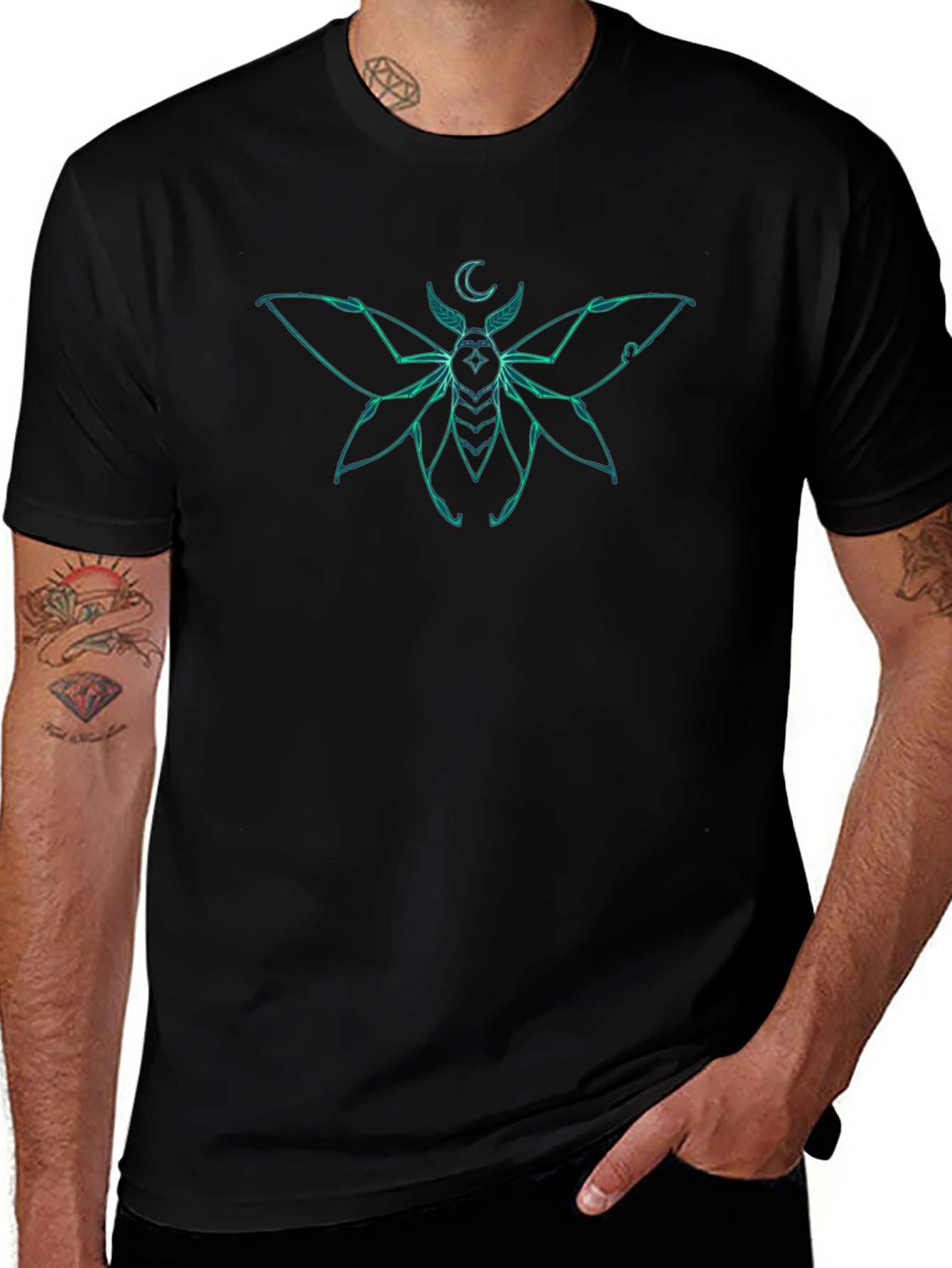 Moth Graphic Tee - Black Short Sleeve T-Shirt