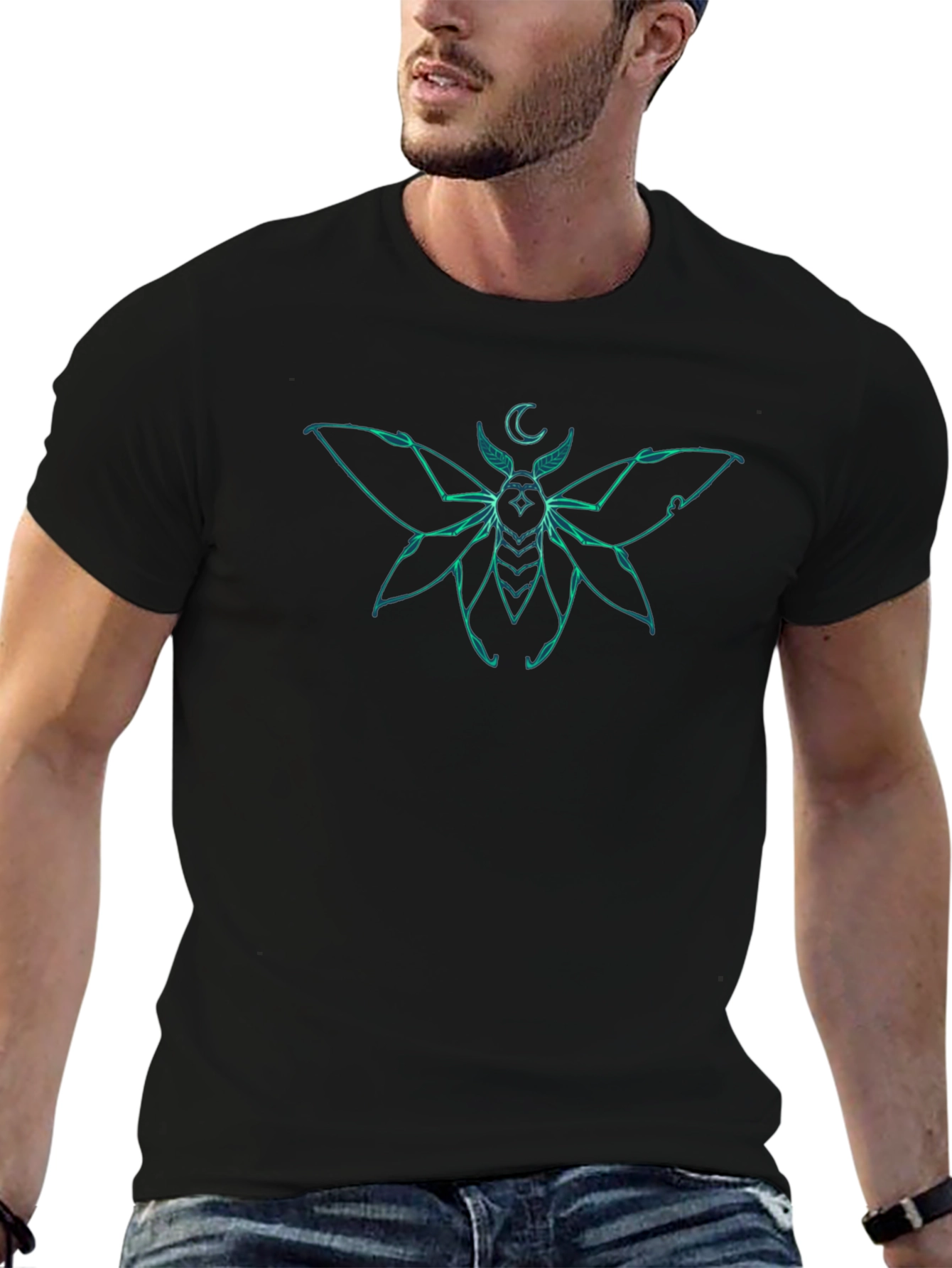 Moth Graphic Tee - Black Short Sleeve T-Shirt