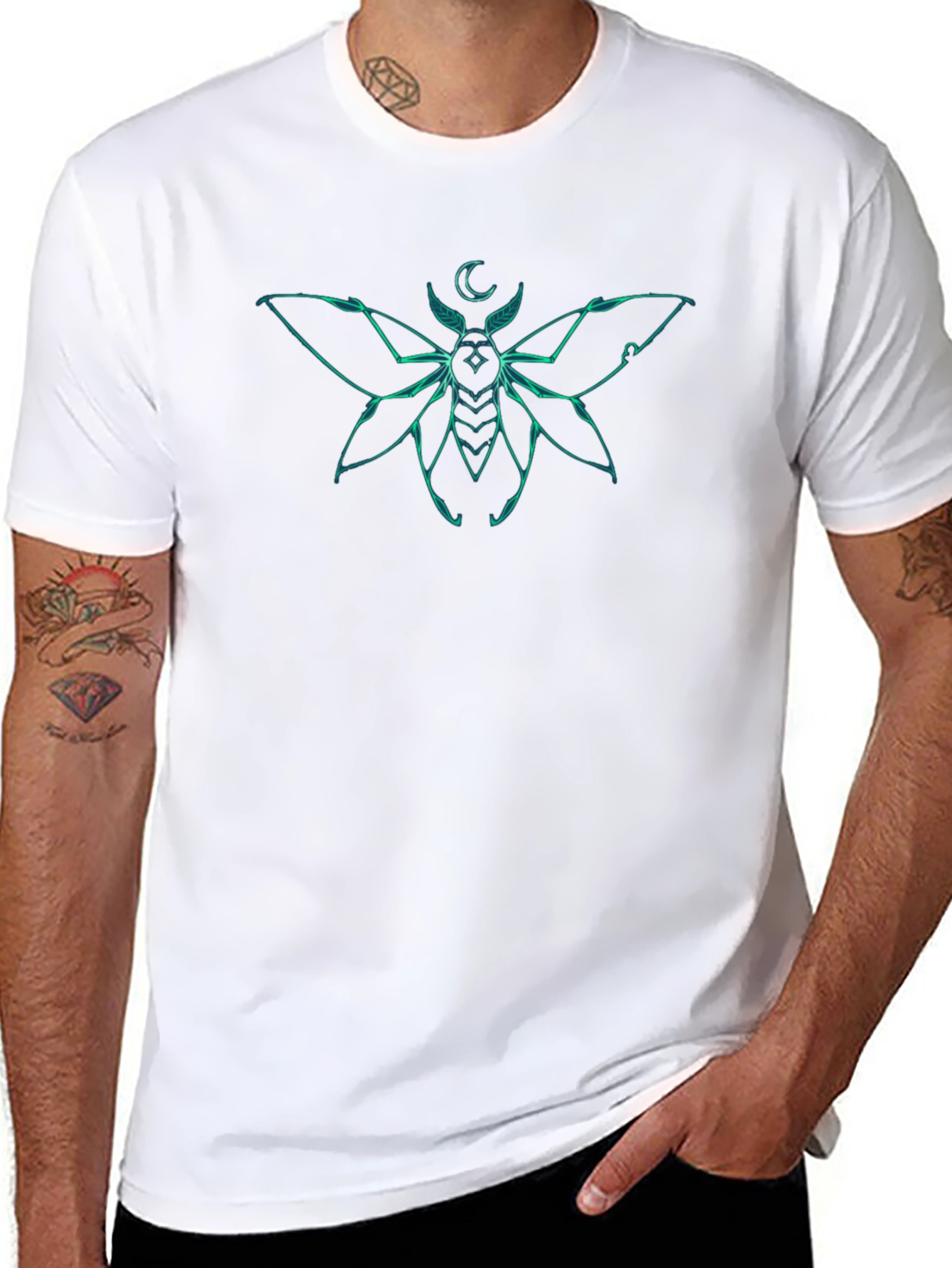 Moth Graphic Tee - Black Short Sleeve T-Shirt