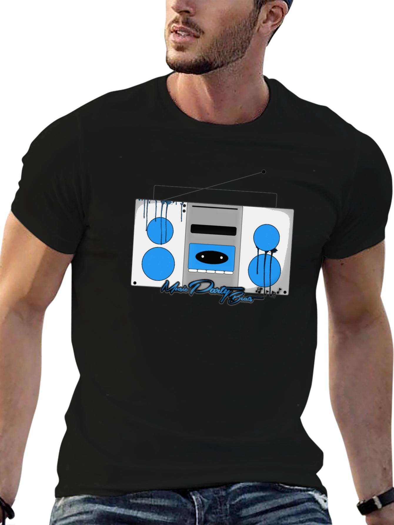Retro Boombox Graphic T-Shirt - Music Party Beats