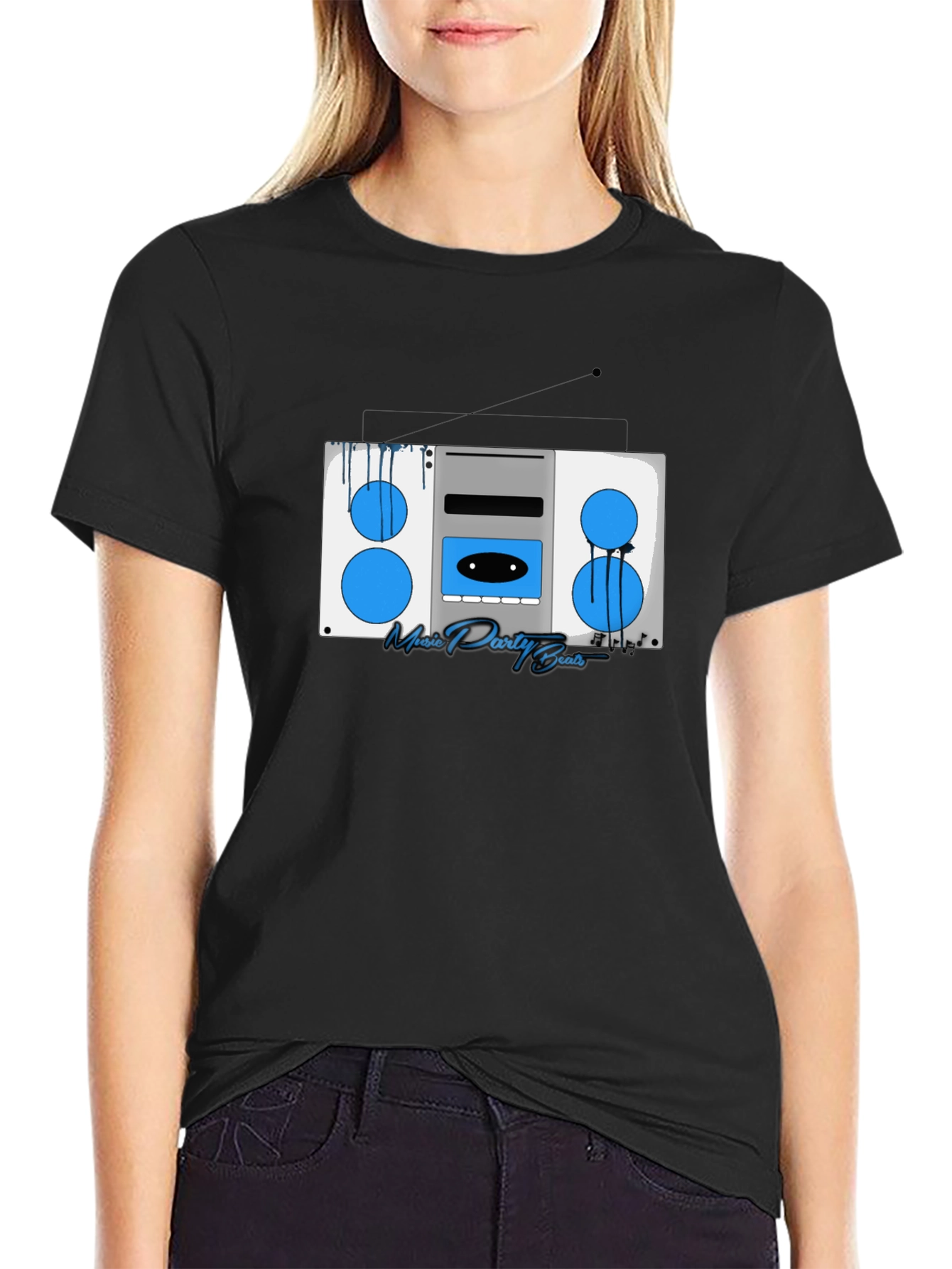Retro Boombox Graphic T-Shirt - Music Party Beats