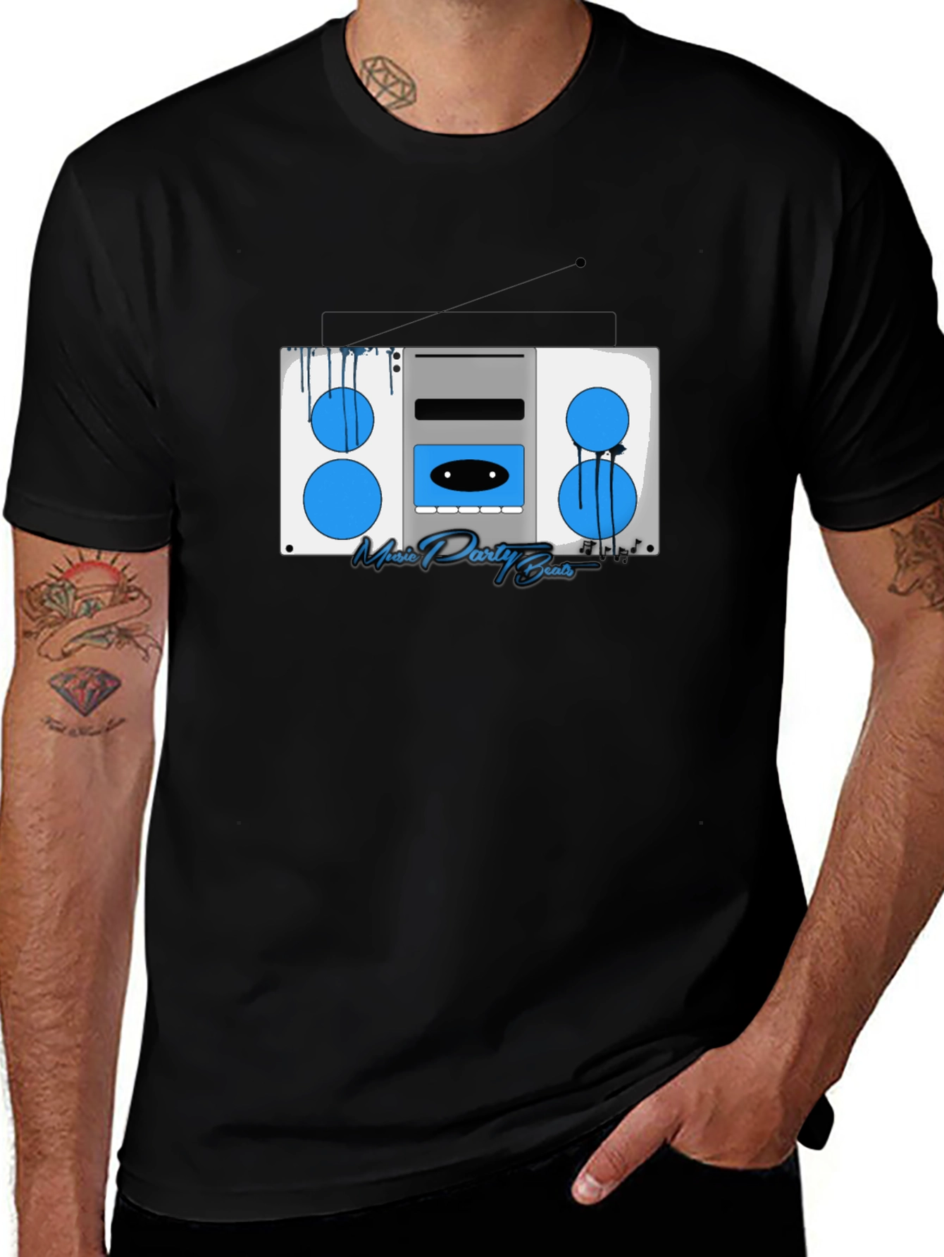 Retro Boombox Graphic T-Shirt - Music Party Beats