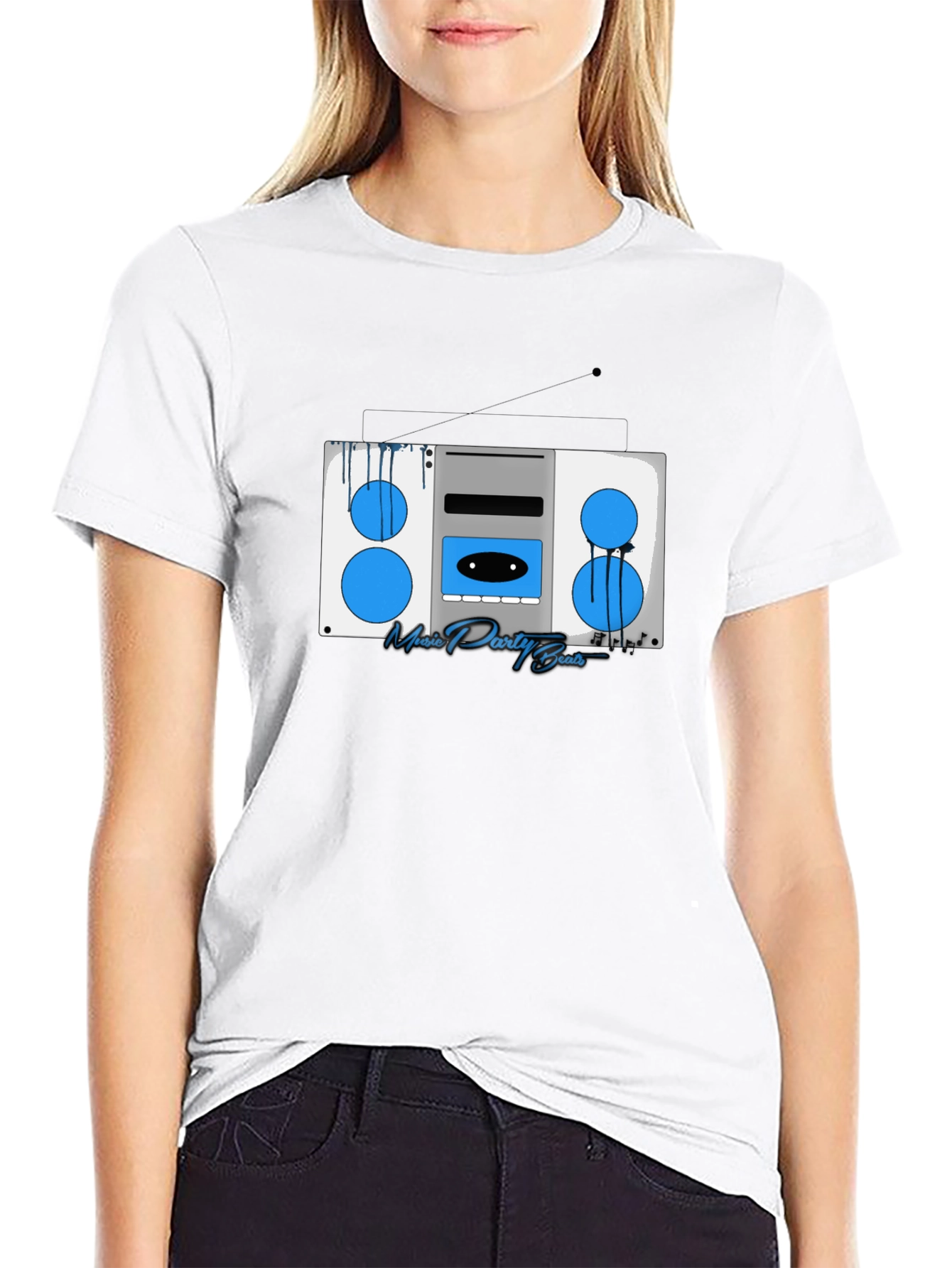 Retro Boombox Graphic T-Shirt - Music Party Beats